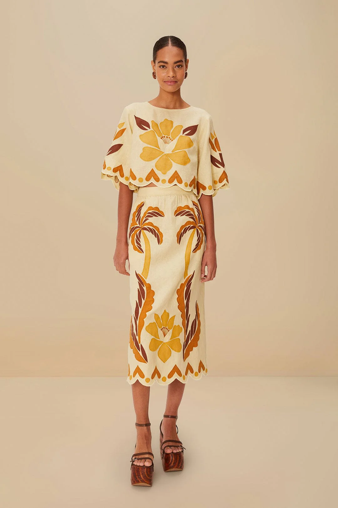 Sand Summer Cutwork Euroflax™ Premium Linen Blouse - Image 2