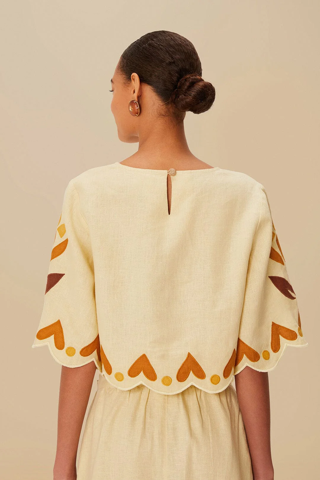 Sand Summer Cutwork Euroflax™ Premium Linen Blouse - Image 4