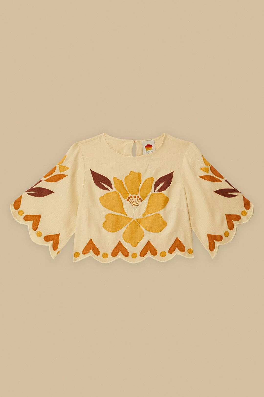 Sand Summer Cutwork Euroflax™ Premium Linen Blouse - Image 5