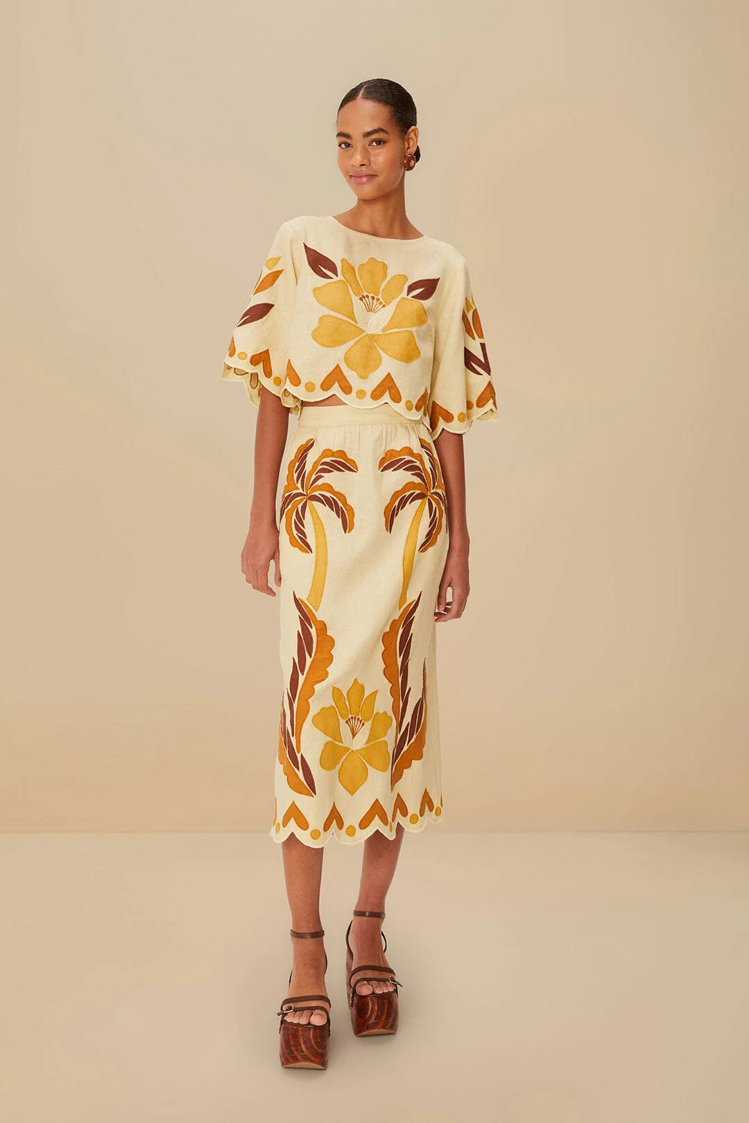 Sand Summer Cutwork Euroflax™ Premium Linen Skirt