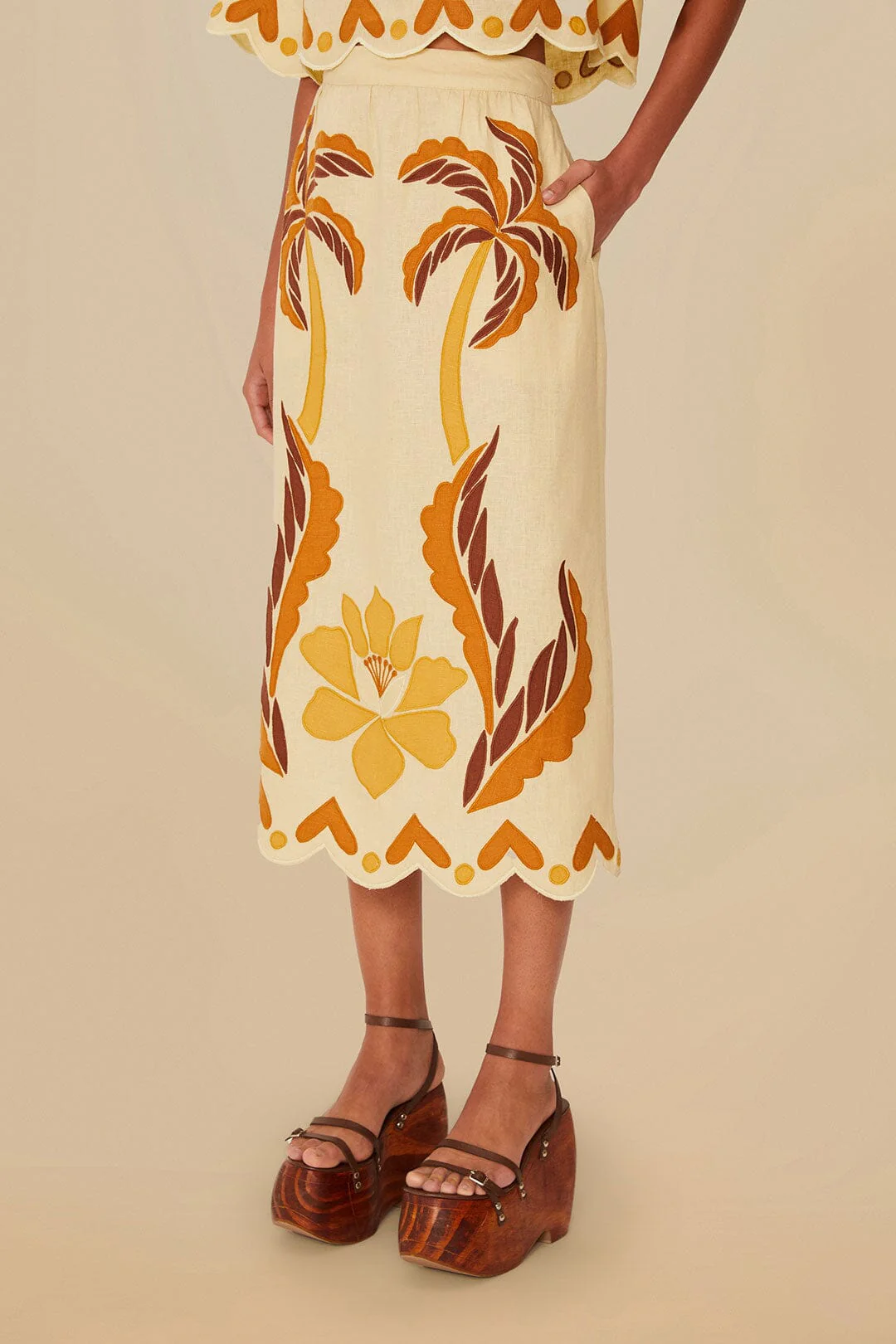Sand Summer Cutwork Euroflax™ Premium Linen Skirt - Image 2