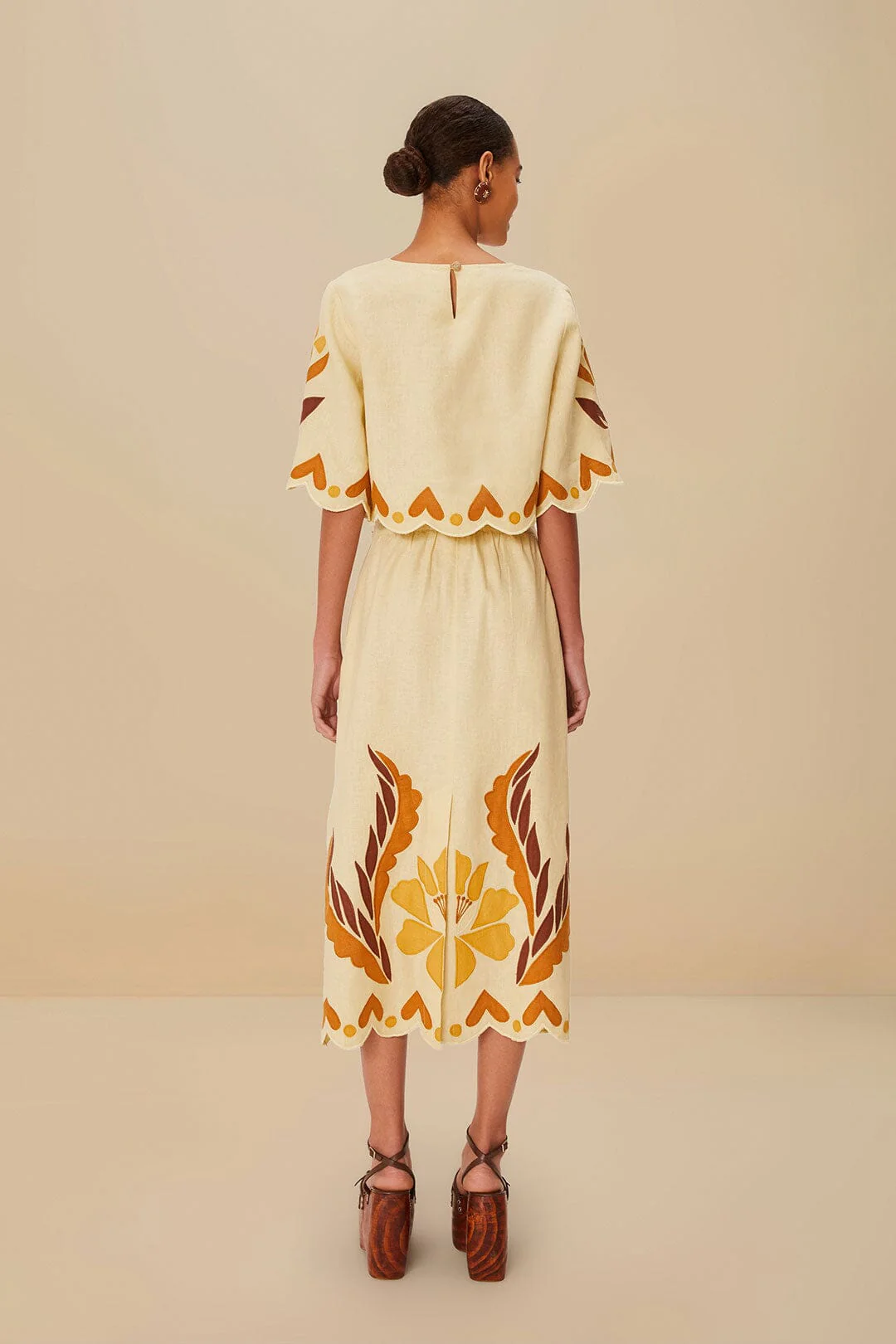 Sand Summer Cutwork Euroflax™ Premium Linen Skirt - Image 3