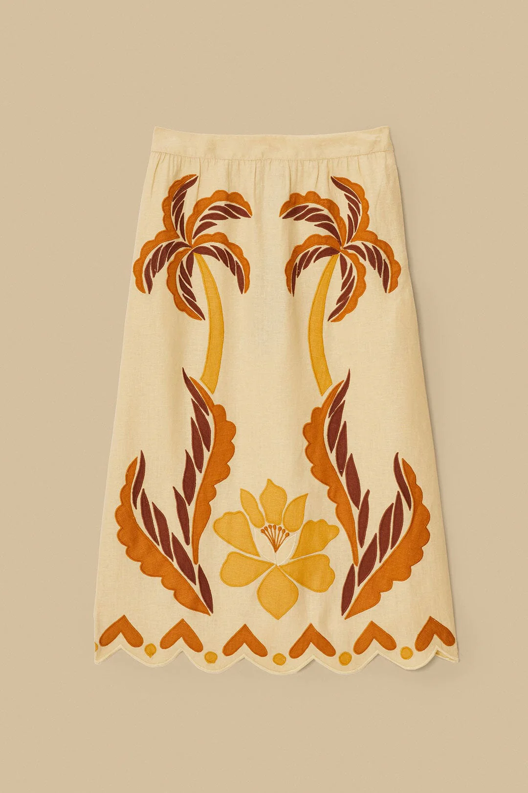Sand Summer Cutwork Euroflax™ Premium Linen Skirt - Image 4