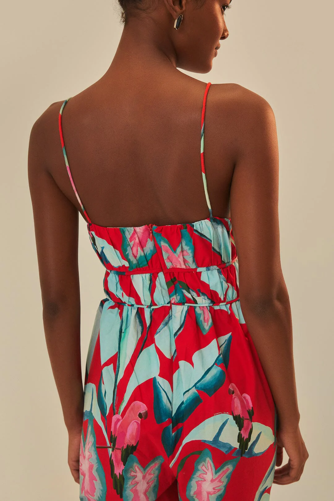 Red Summer Foliage Organic Cotton Jumpsuit - Image 6