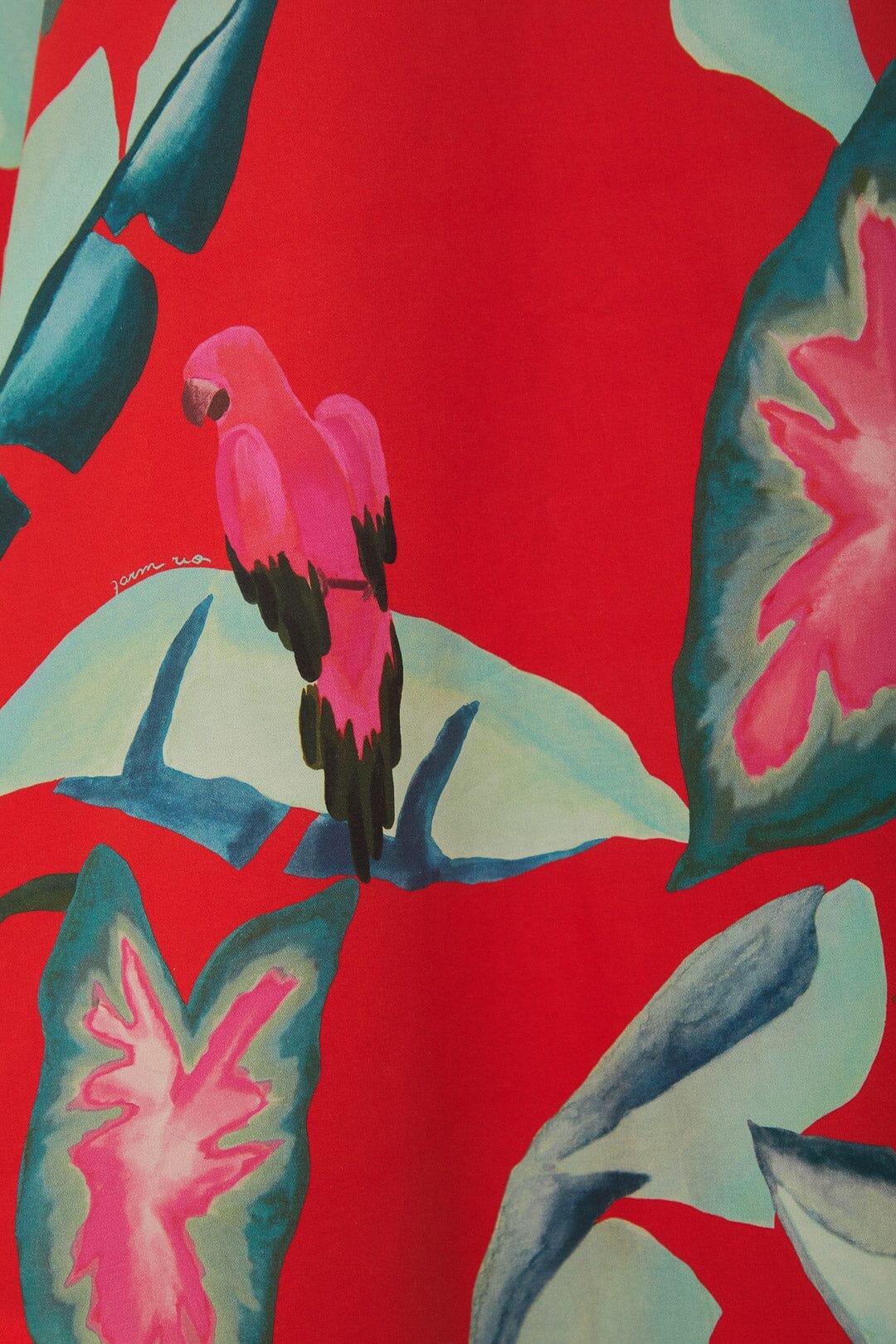 Red Summer Foliage One Shoulder Maxi Dress - Image 6