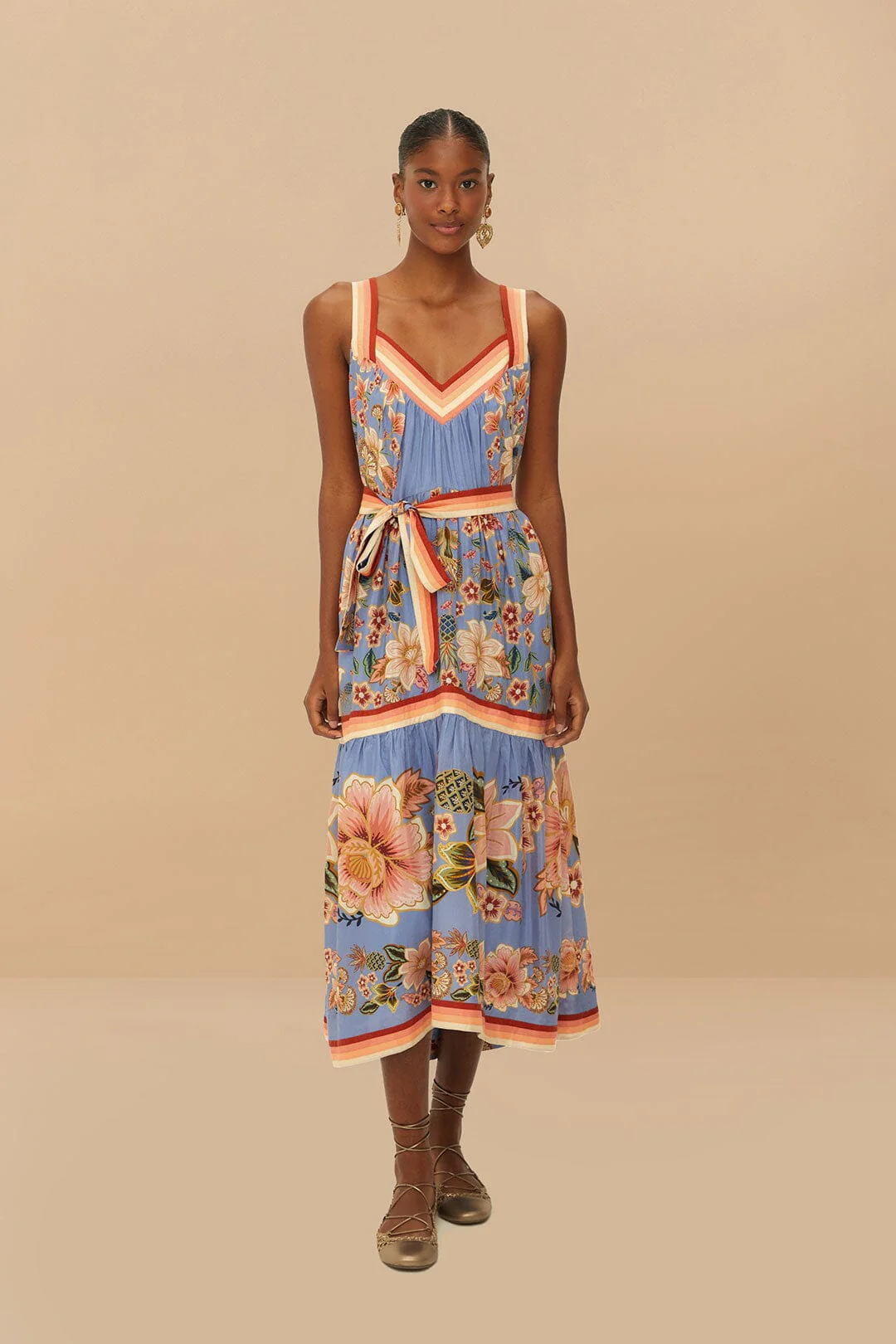 Blue Superbloom Tapestry Maxi Dress