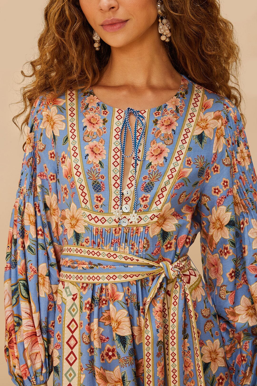Blue Superbloom Tapestry LENZING™ ECOVERO™ Euroflax™Midi Dress - Image 3