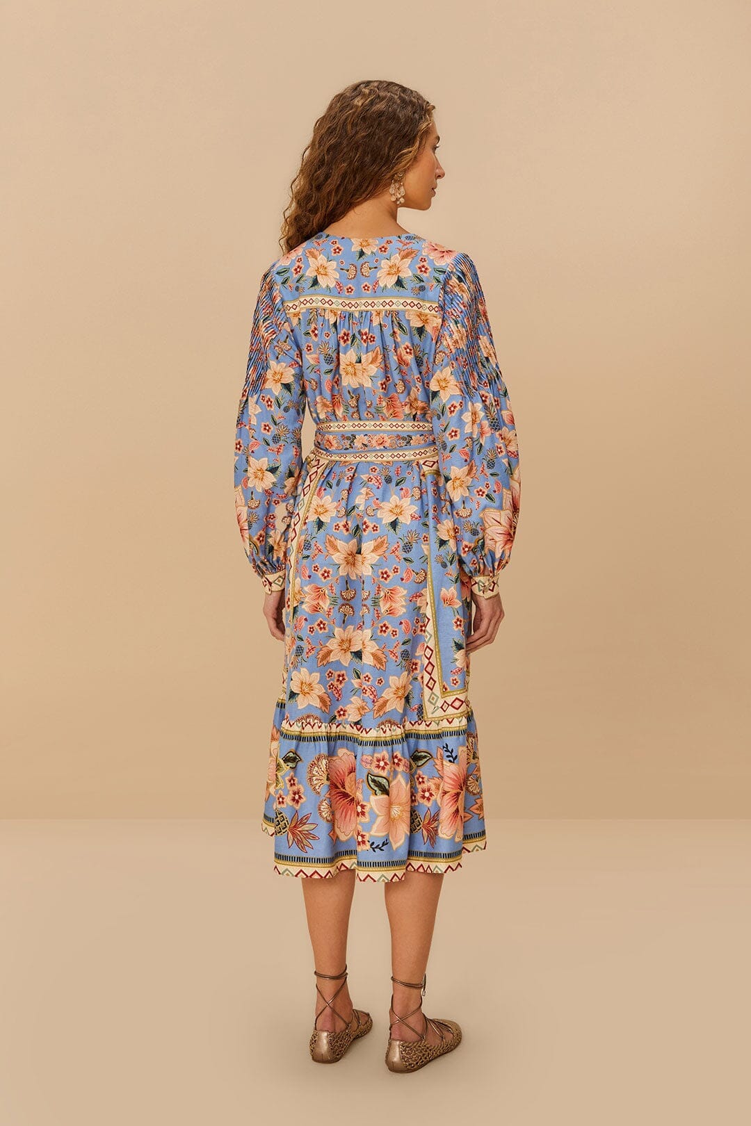 Blue Superbloom Tapestry LENZING™ ECOVERO™ Euroflax™Midi Dress - Image 4