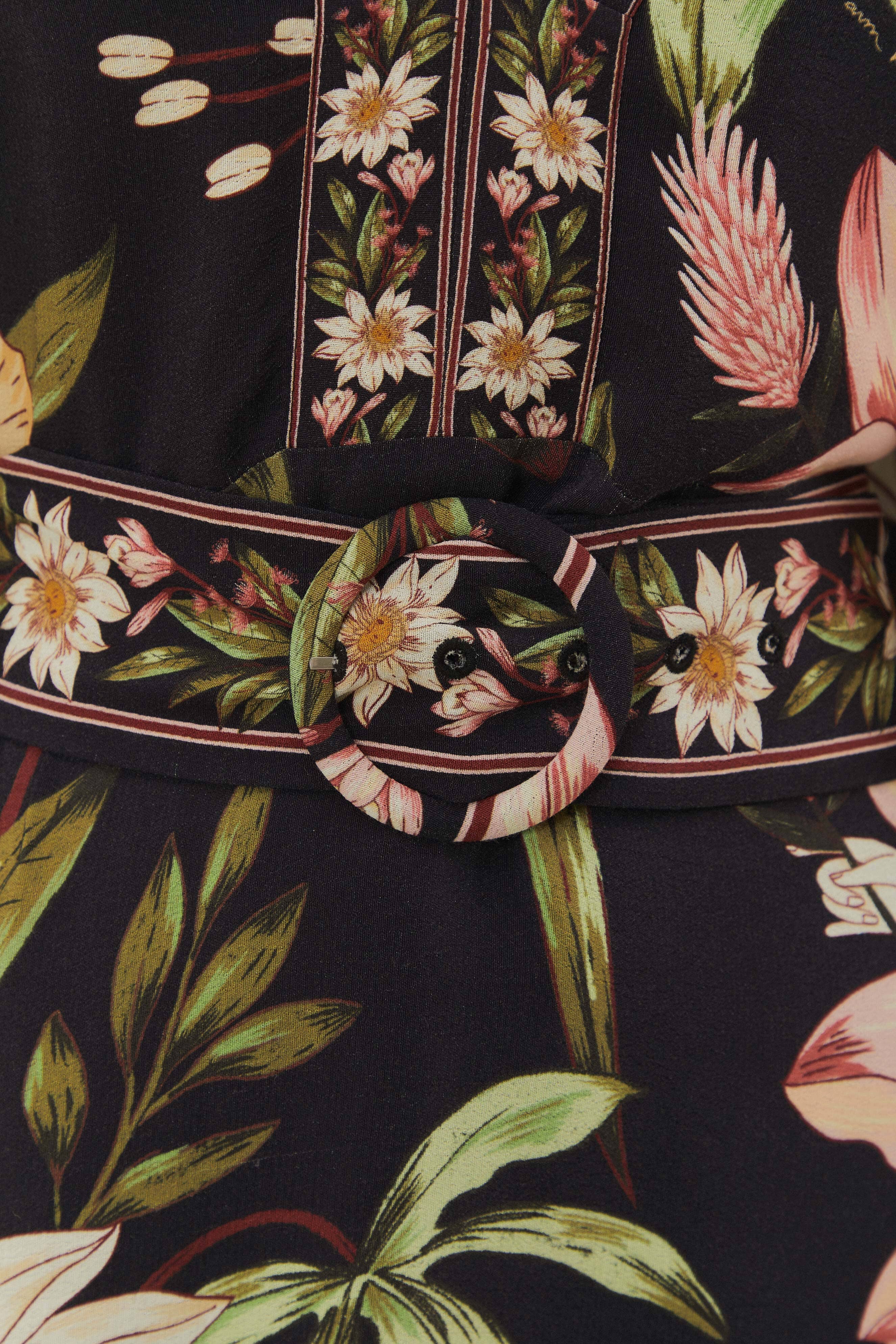 Black Surreal Flowers Long Sleeve Mini Dress - Image 6
