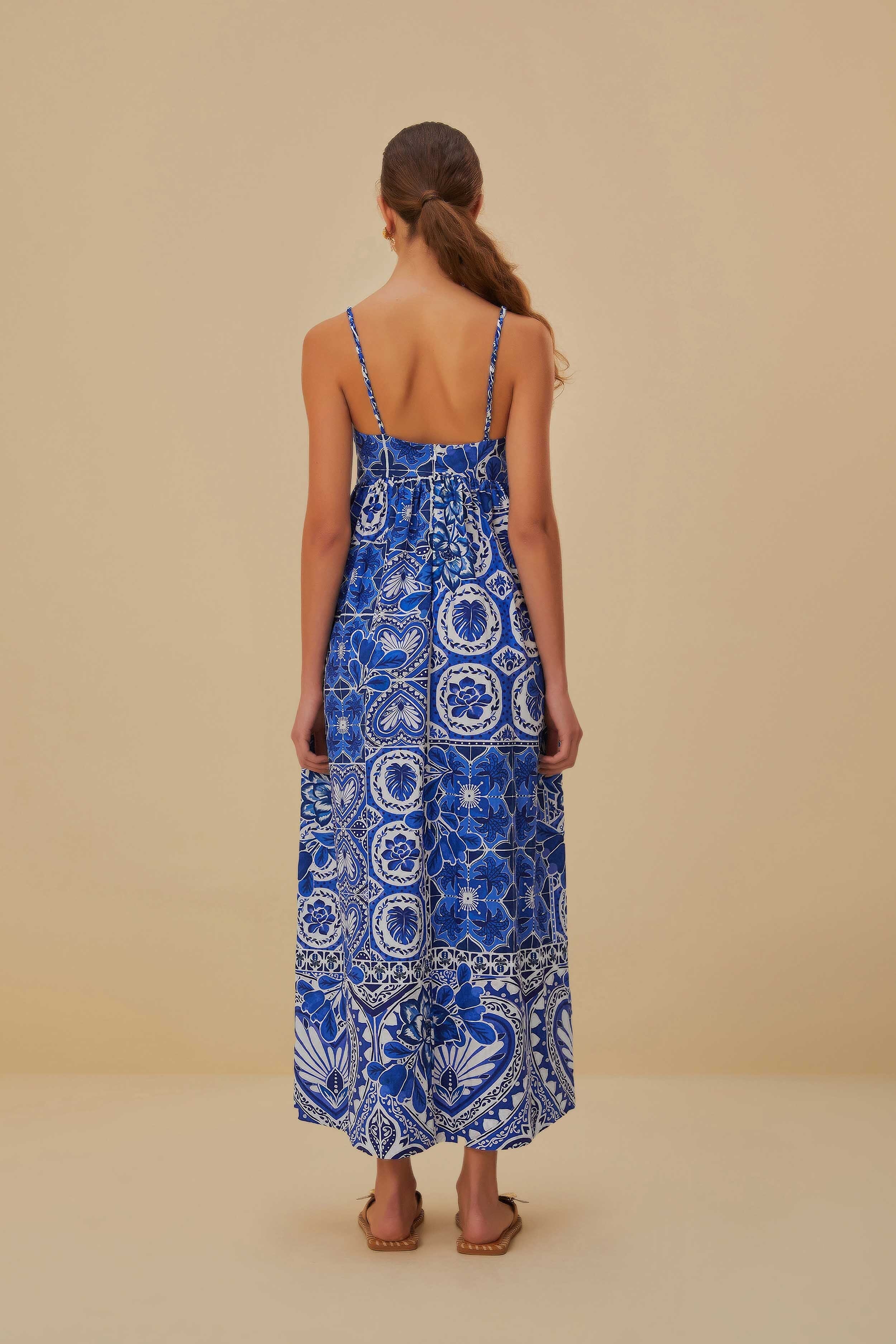 Blue Tile Dream Sleeveless Maxi Dress - Image 4