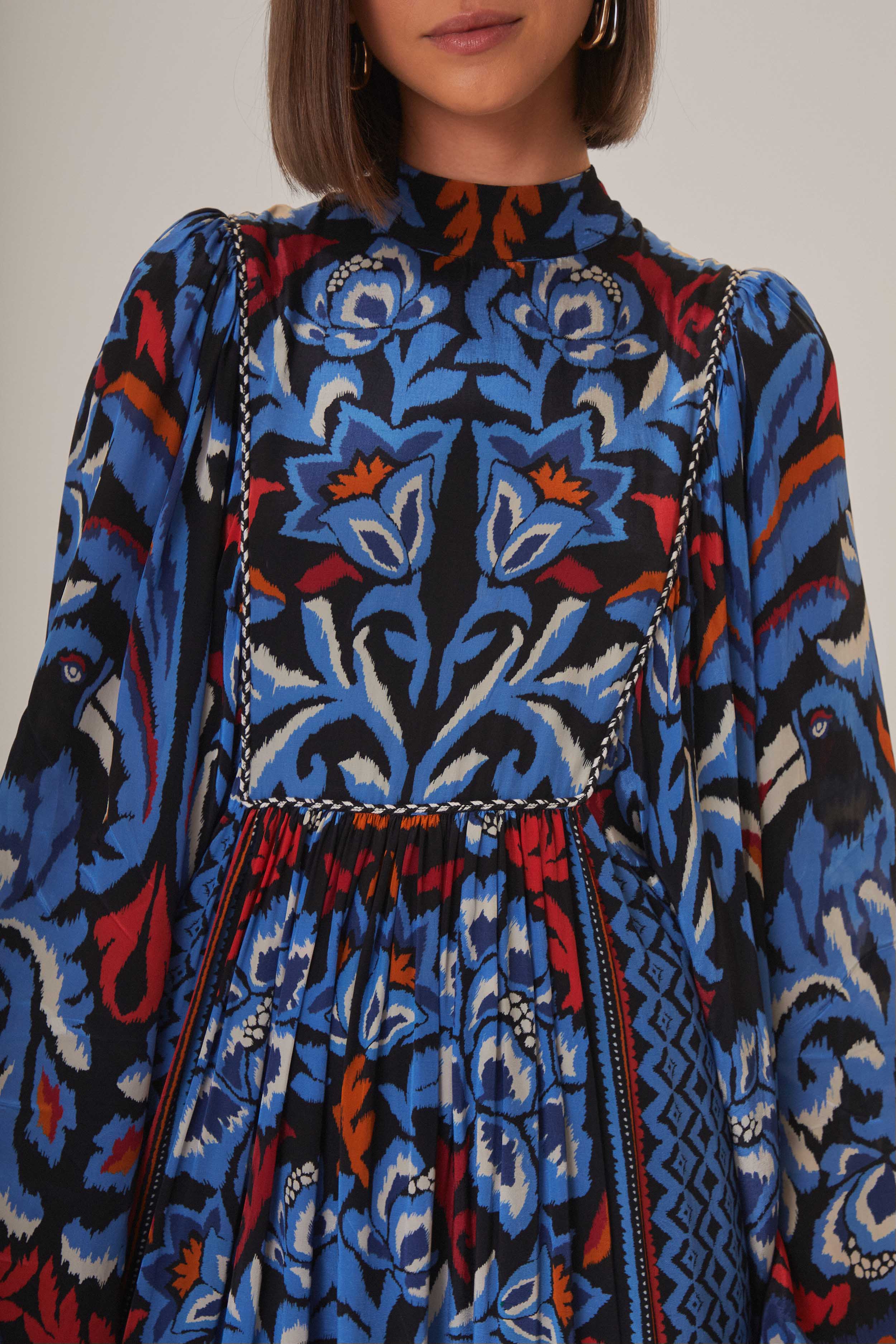 Black Toucans Scarf Long Sleeve Maxi Dress - Image 3
