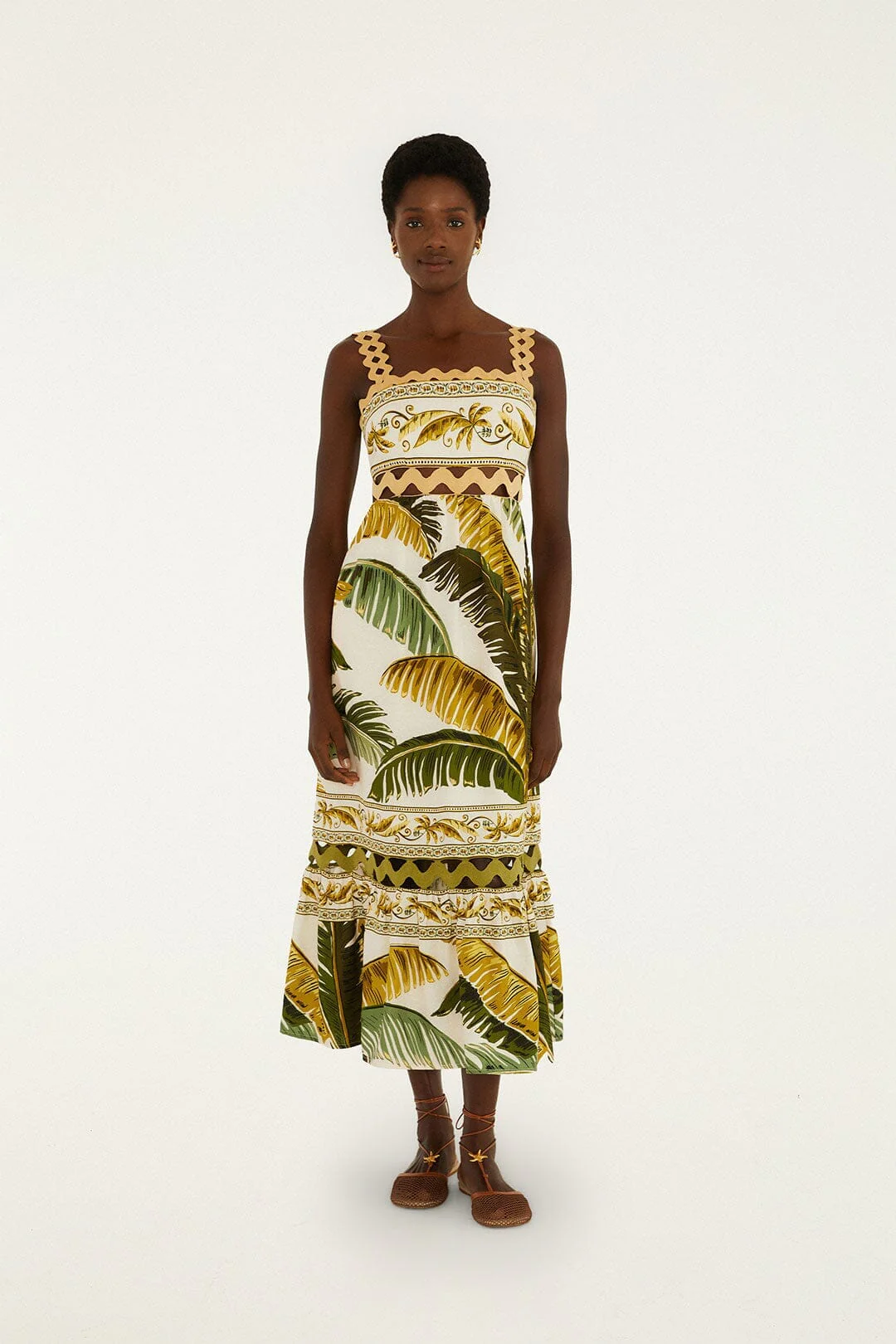 Sand Trancoso Wavy Trim Lenzing Ecovero Euroflax Maxi Dress