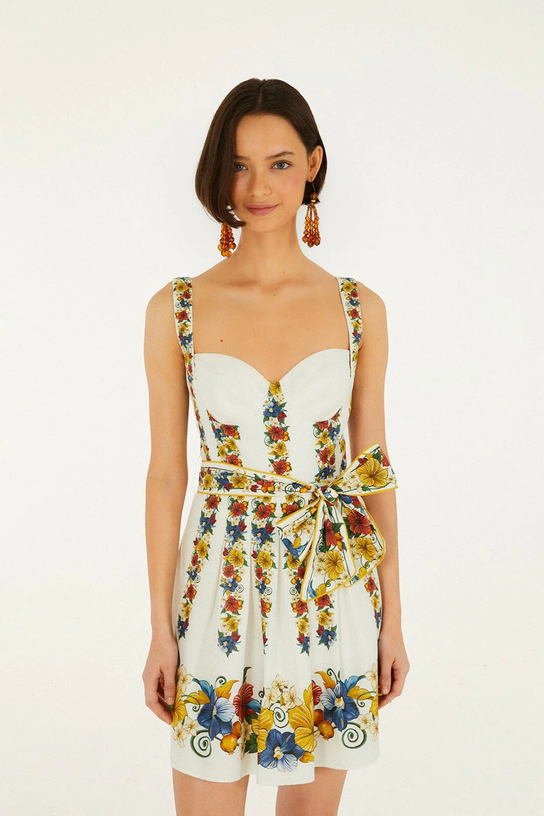 Off-White Tropi Belted Lenzing Ecovero Euroflax Mini Dress