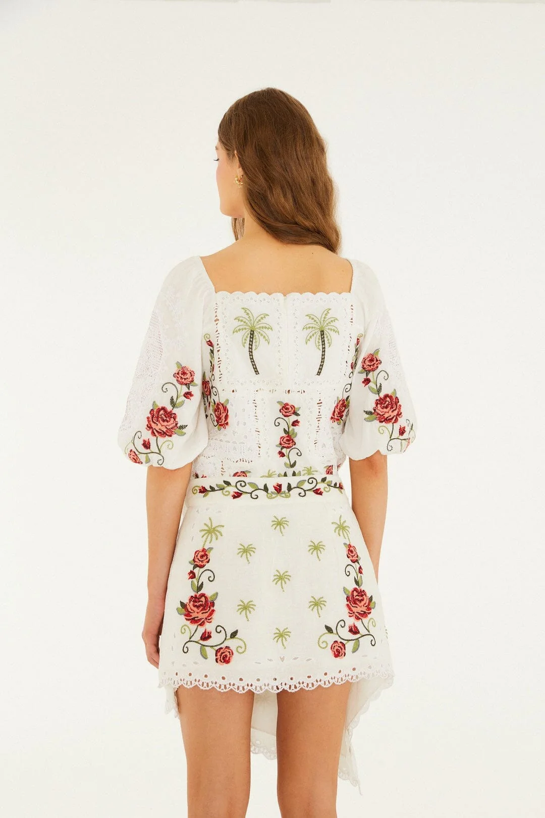Off-White Tropi Scarf Embroidered Euroflax Premium Linen Mini Skirt - Image 3
