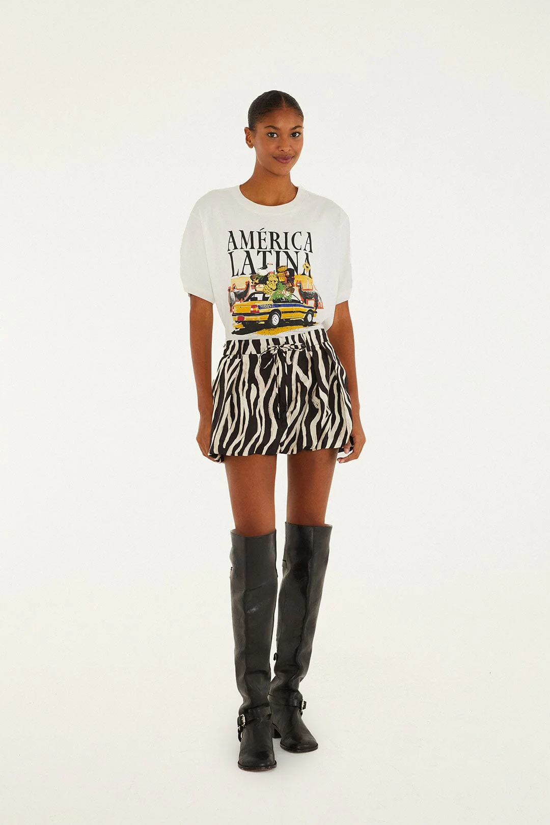 Black Tropical Zebra Organic Cotton Mini Skirt - Image 2