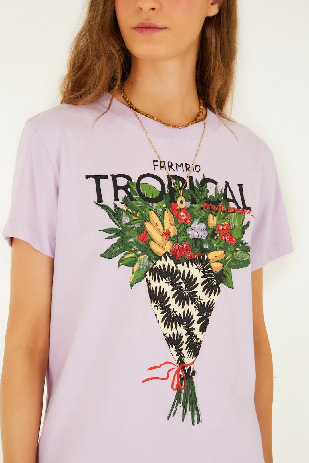 Lilac Tropical Bouquet Organic Cotton T-Shirt - Image 2