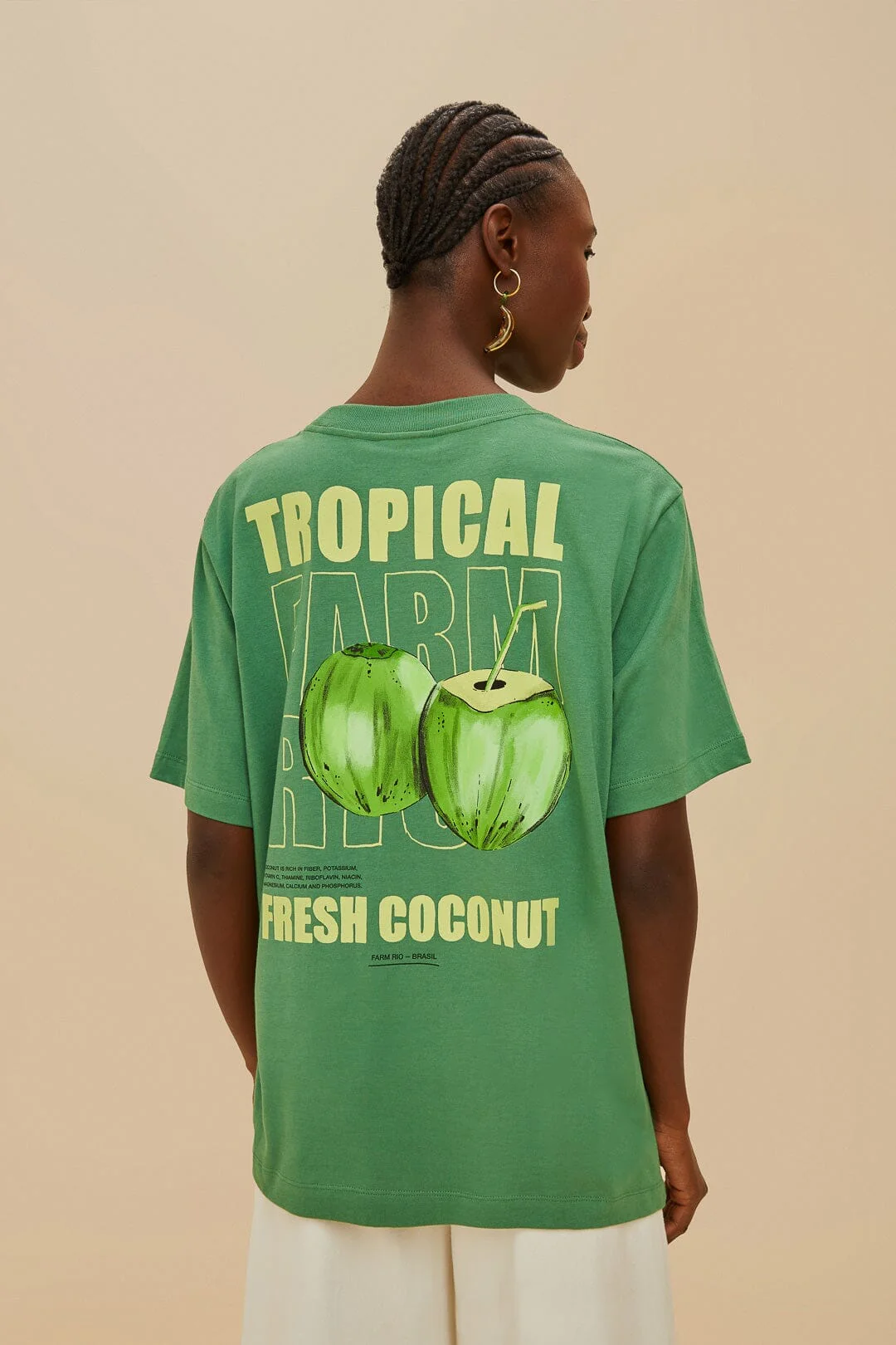 Green Tropical Coconut Organic Cotton Relaxed T-Shirt - Image 3