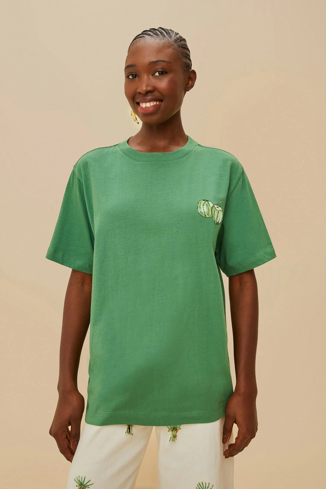Green Tropical Coconut Organic Cotton Relaxed T-Shirt - Image 4