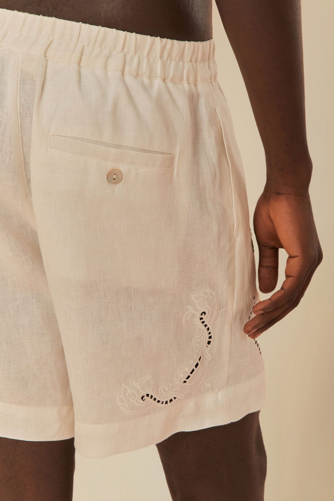 Tropical Destination Embroidered Euroflax™ Premium Linen Shorts - Image 7