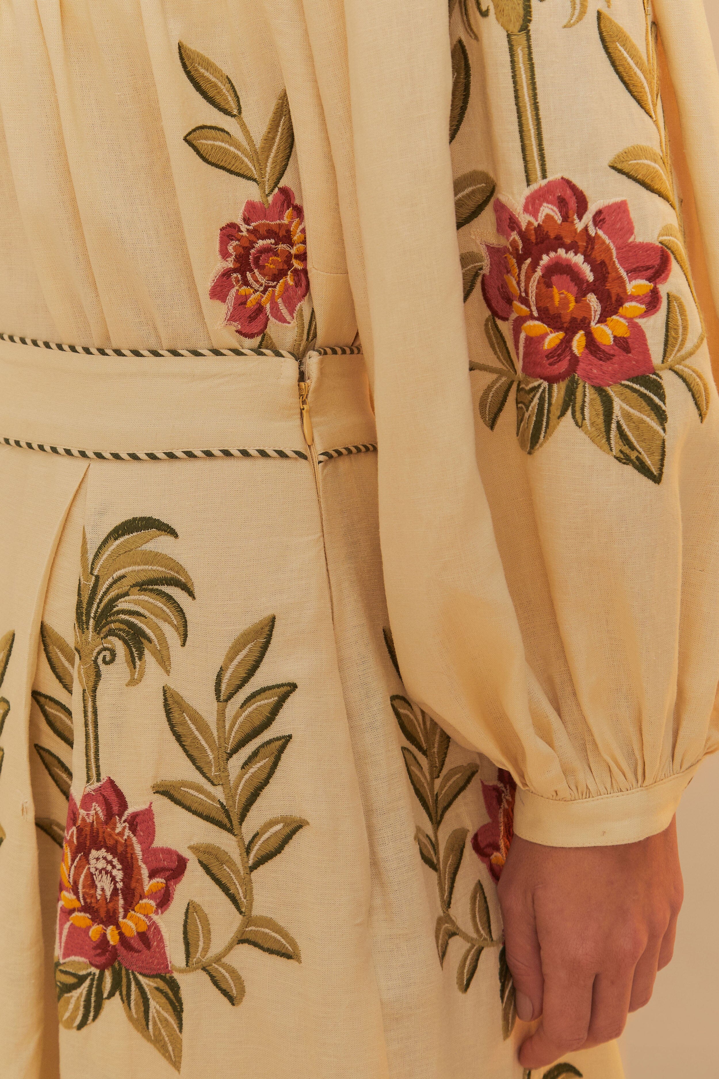 Tropical Flower Embroidered Sand Maxi Skirt - Image 6