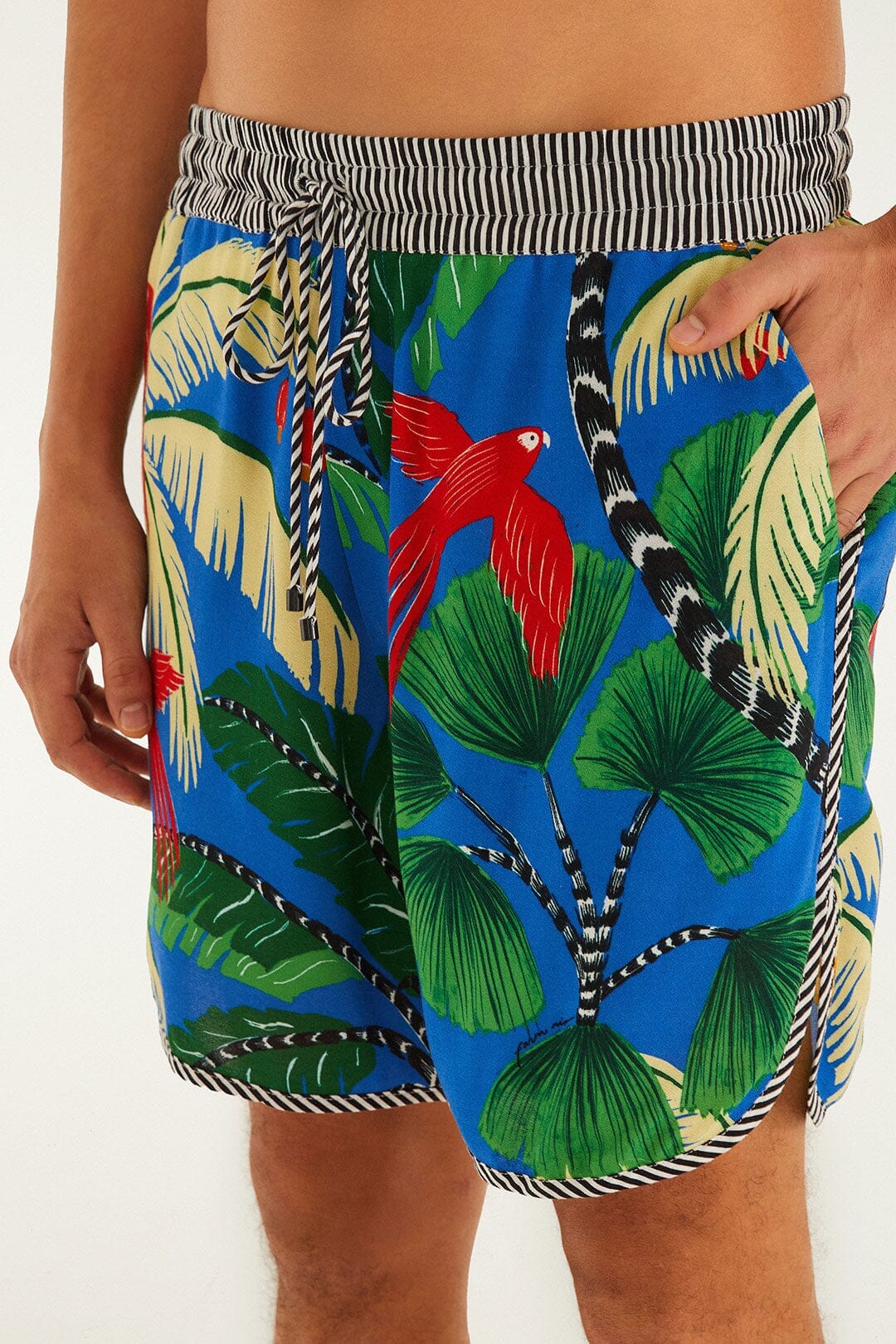 Blue Tropical Island Drawstring Lenzing™ Ecovero™ Viscose Shorts - Image 2