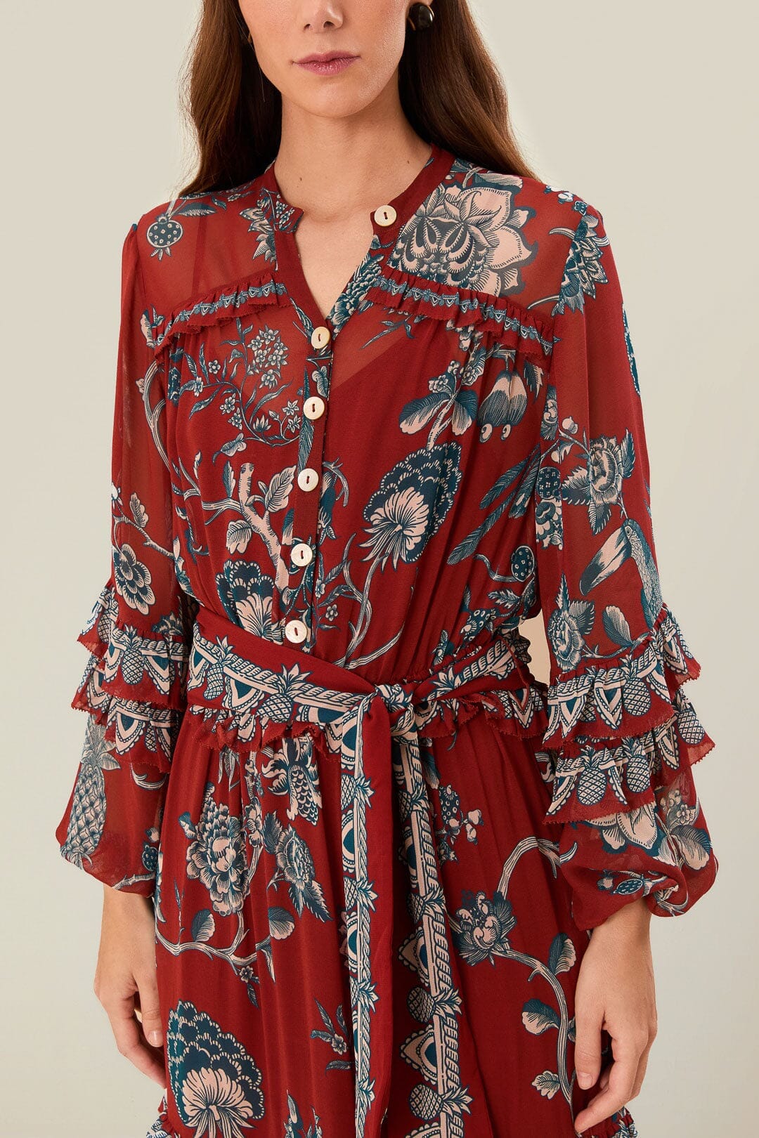Red Tropical Landing Maxi Dress - Image 3