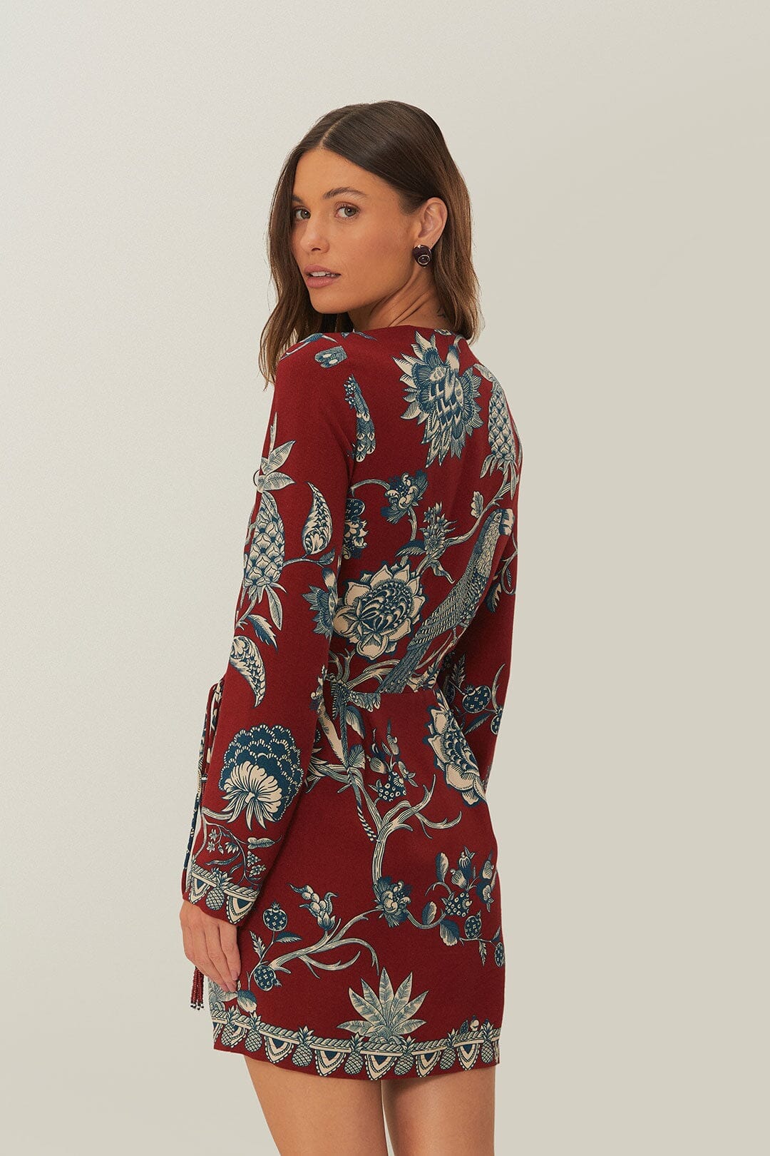 Red Tropical Landing Wrap Mini Dress - Image 4