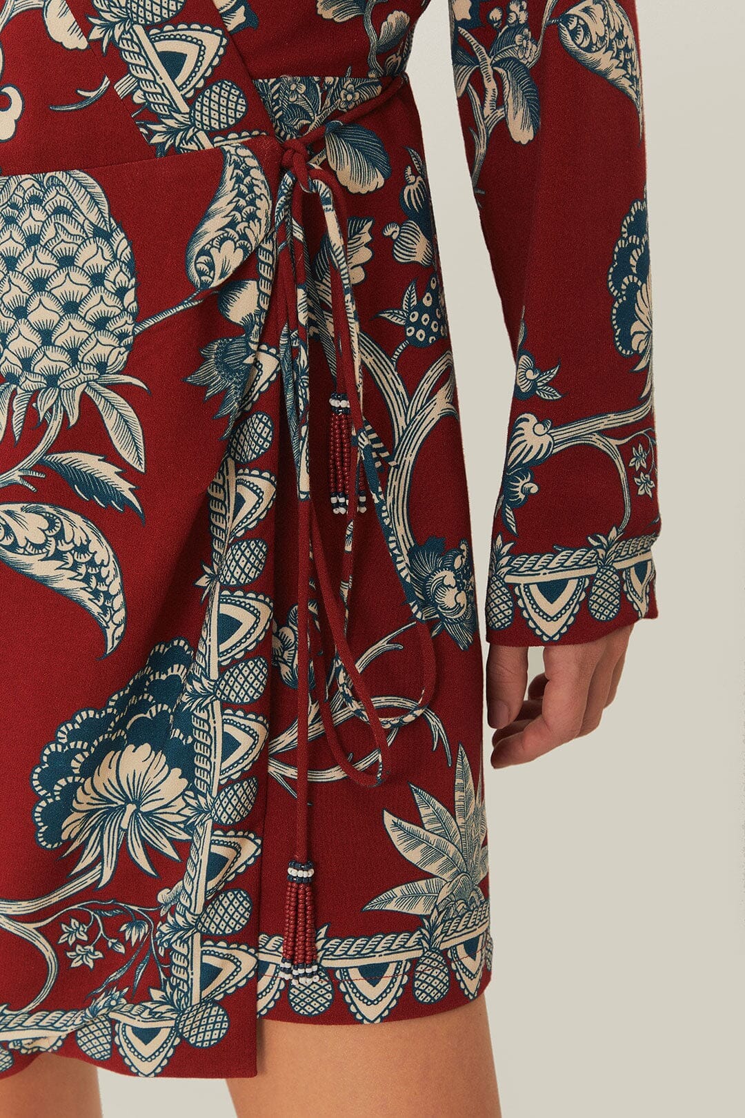 Red Tropical Landing Wrap Mini Dress - Image 5