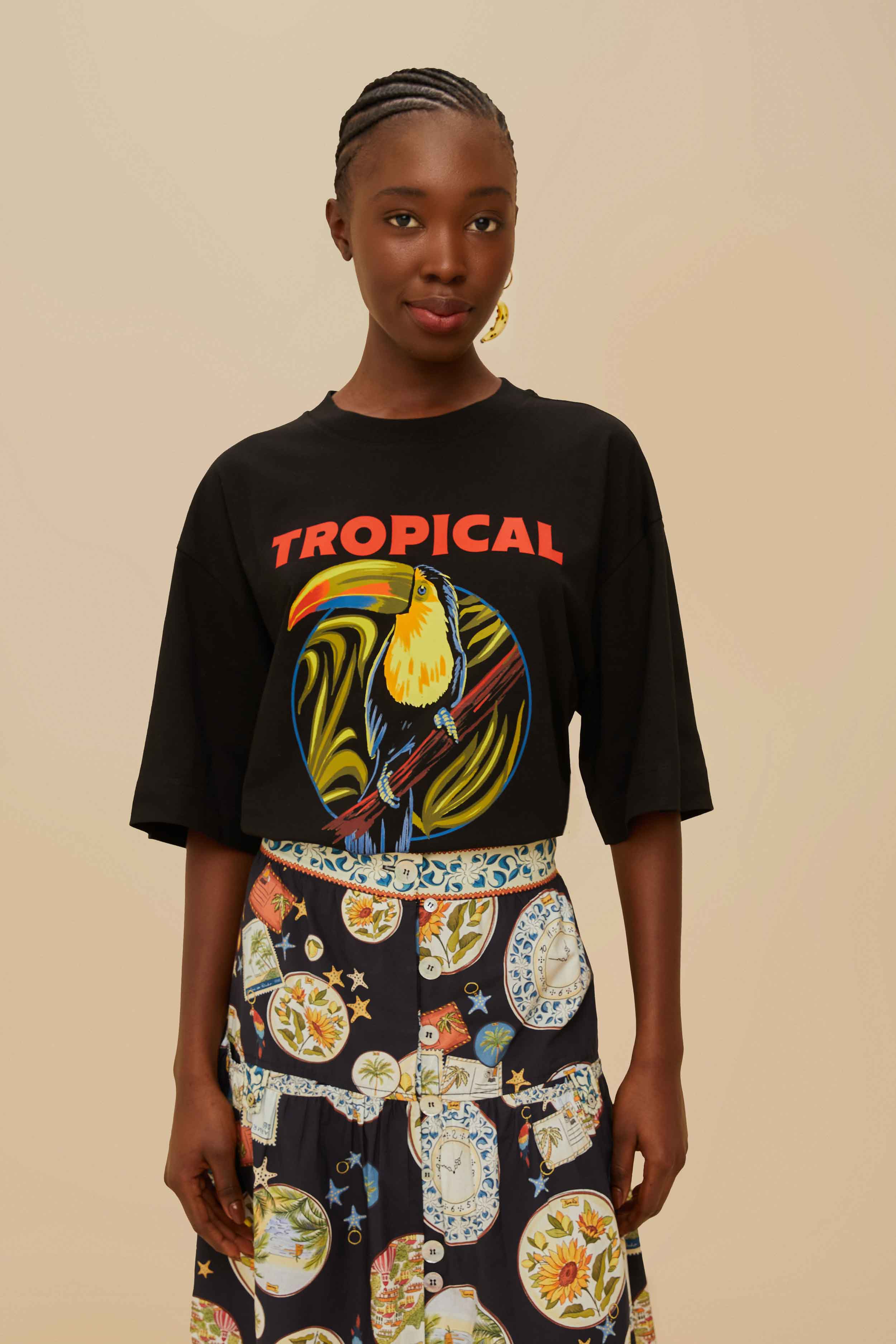 Black Tropical Organic Cotton T-Shirt - Image 4
