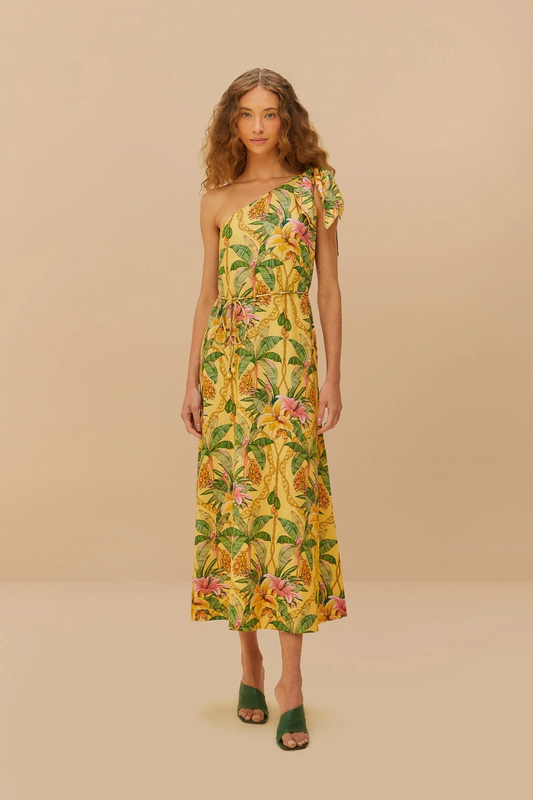 Yellow Tropical Paradise LENZING™ ECOVERO™ Euroflax™ Maxi Dress