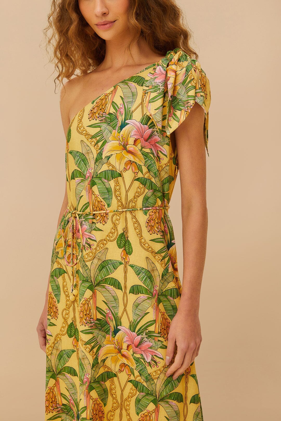 Yellow Tropical Paradise LENZING™ ECOVERO™ Euroflax™ Maxi Dress - Image 3