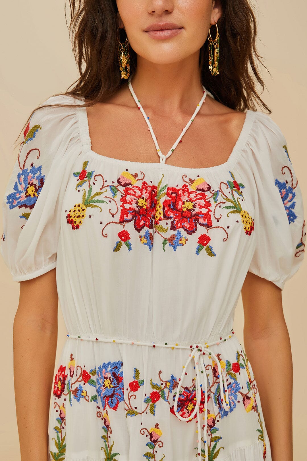 Off-White Tropical Porcelain Embroidered Maxi Dress - Image 2