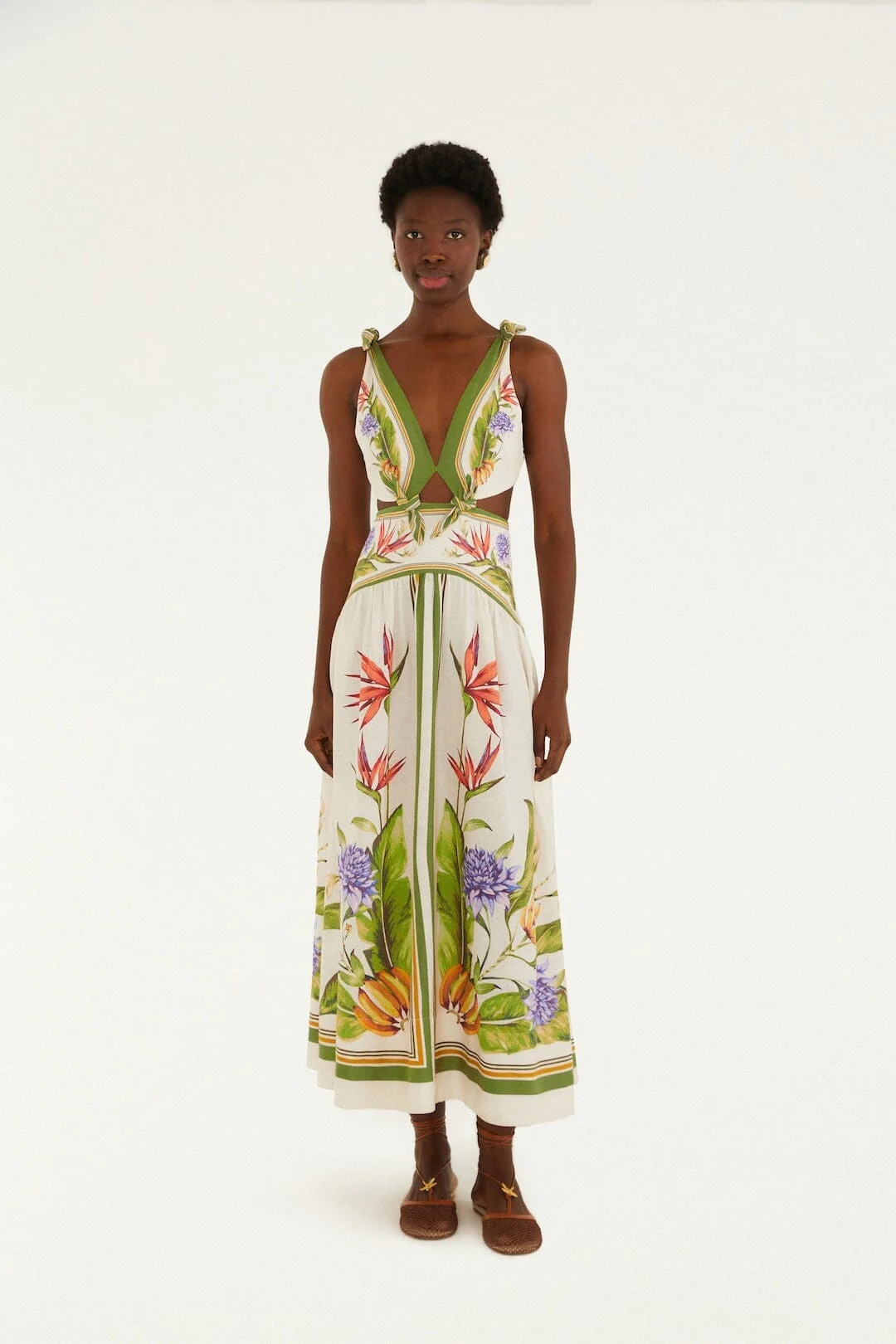 Sand Tropical Scarf Lenzing Ecovero Euroflax Maxi Dress