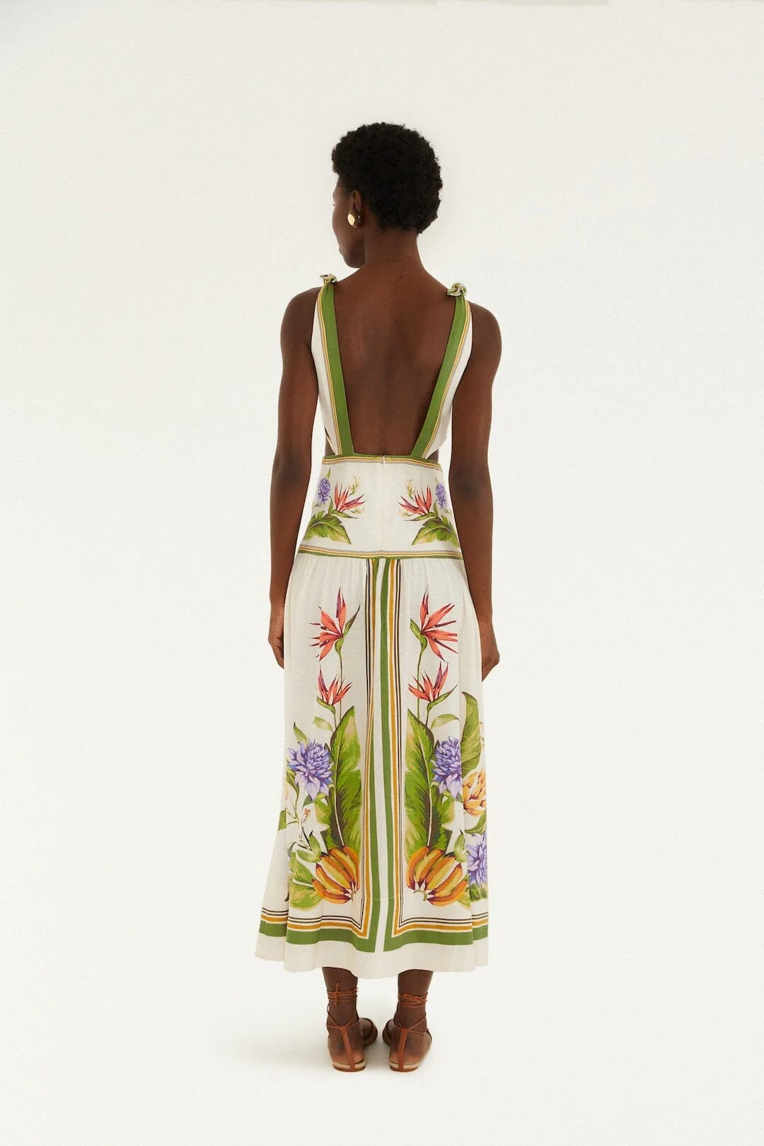 Sand Tropical Scarf Lenzing Ecovero Euroflax Maxi Dress - Image 3