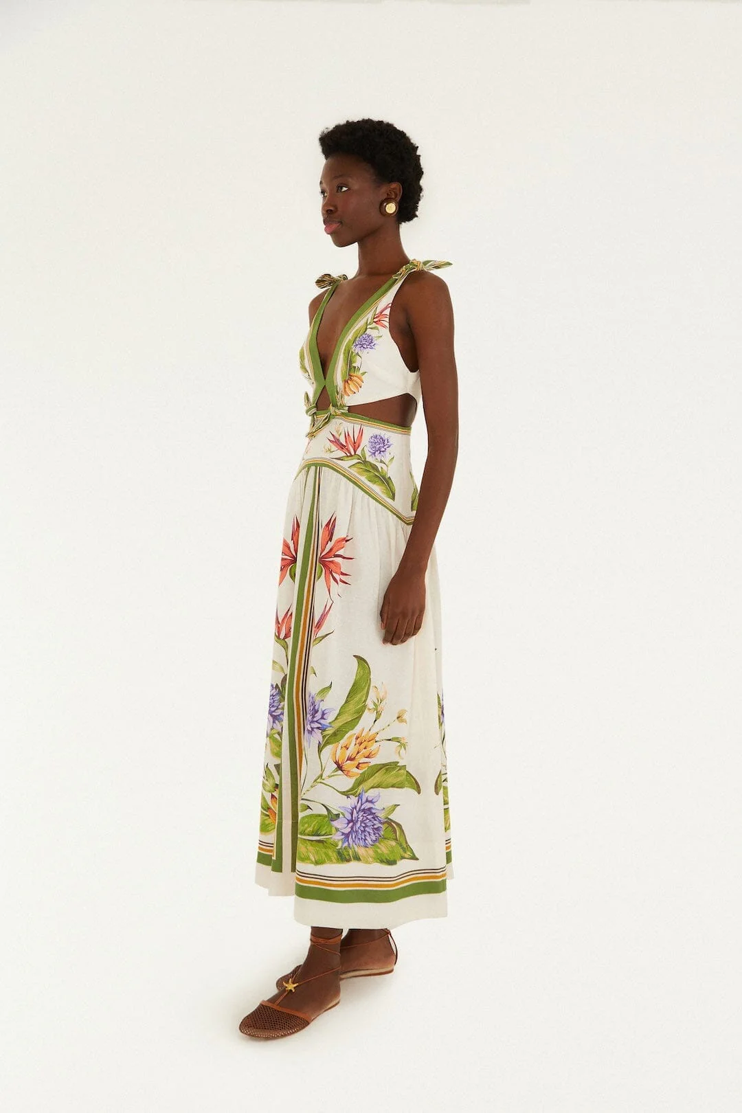 Sand Tropical Scarf Lenzing Ecovero Euroflax Maxi Dress - Image 4