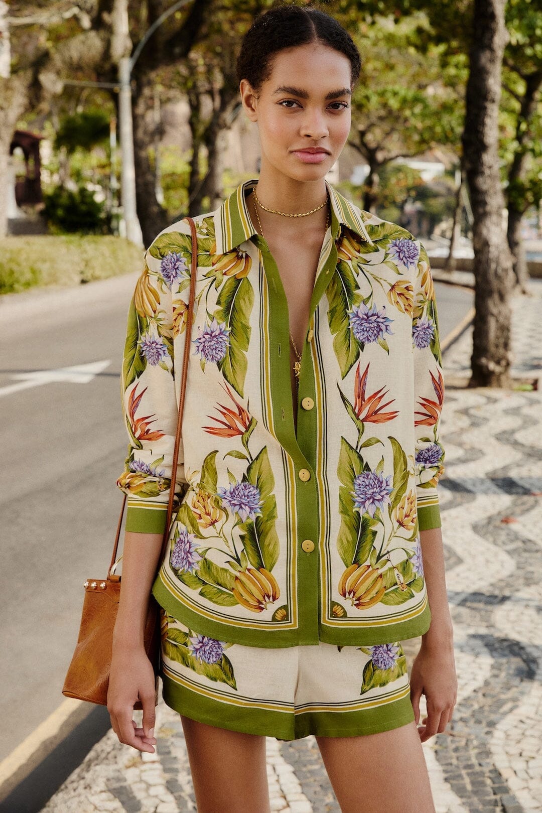 Sand Tropical Scarf Lenzing Ecovero Euroflax Shirt