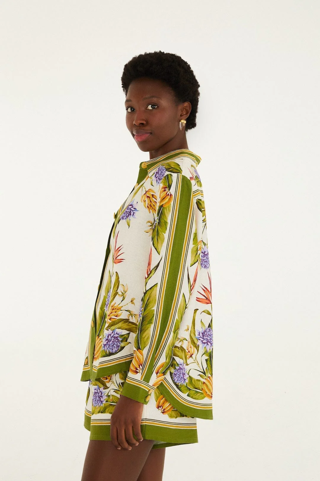 Sand Tropical Scarf Lenzing Ecovero Euroflax Shirt - Image 5