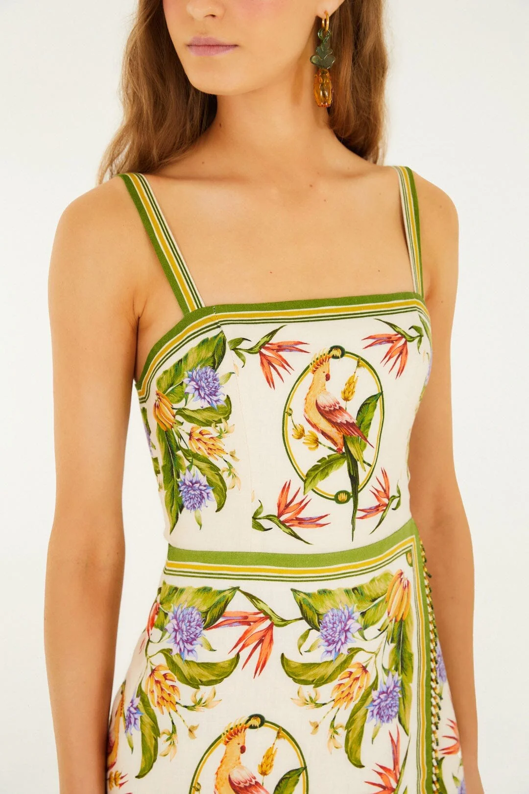 Sand Tropical Scarf Euroflax Premium Linen Sleeveless Mini Dress - Image 2