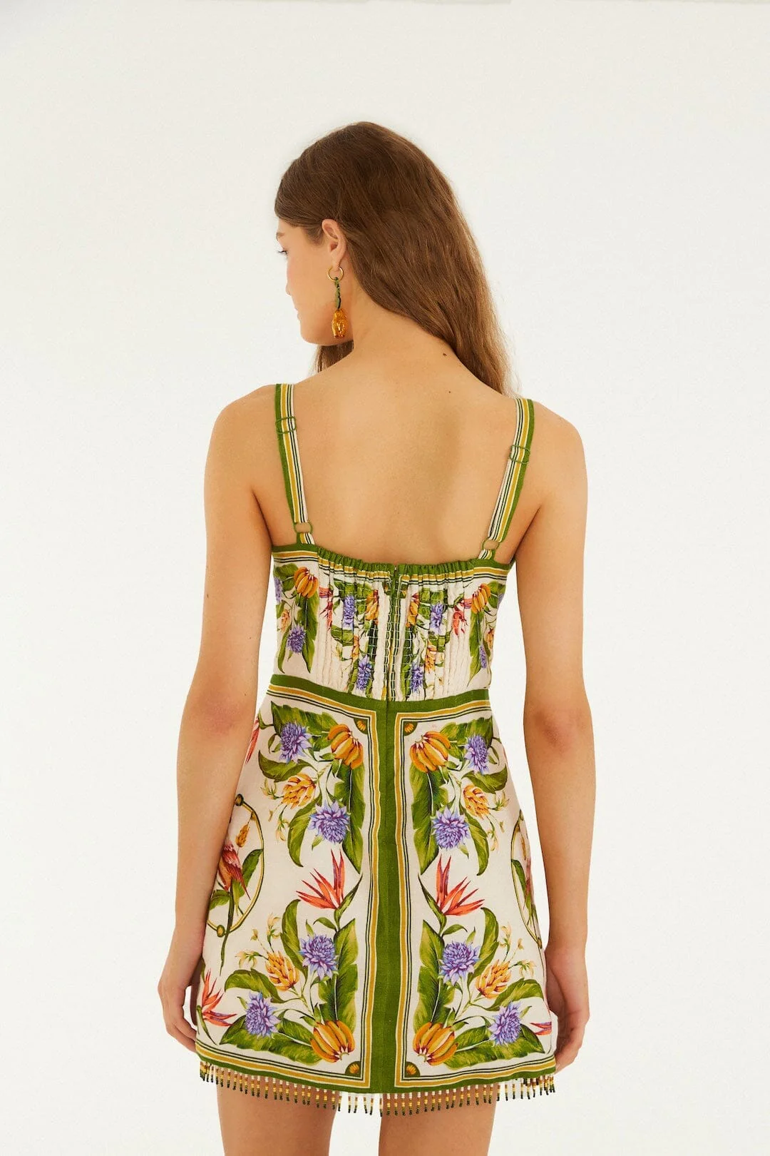 Sand Tropical Scarf Euroflax Premium Linen Sleeveless Mini Dress - Image 3