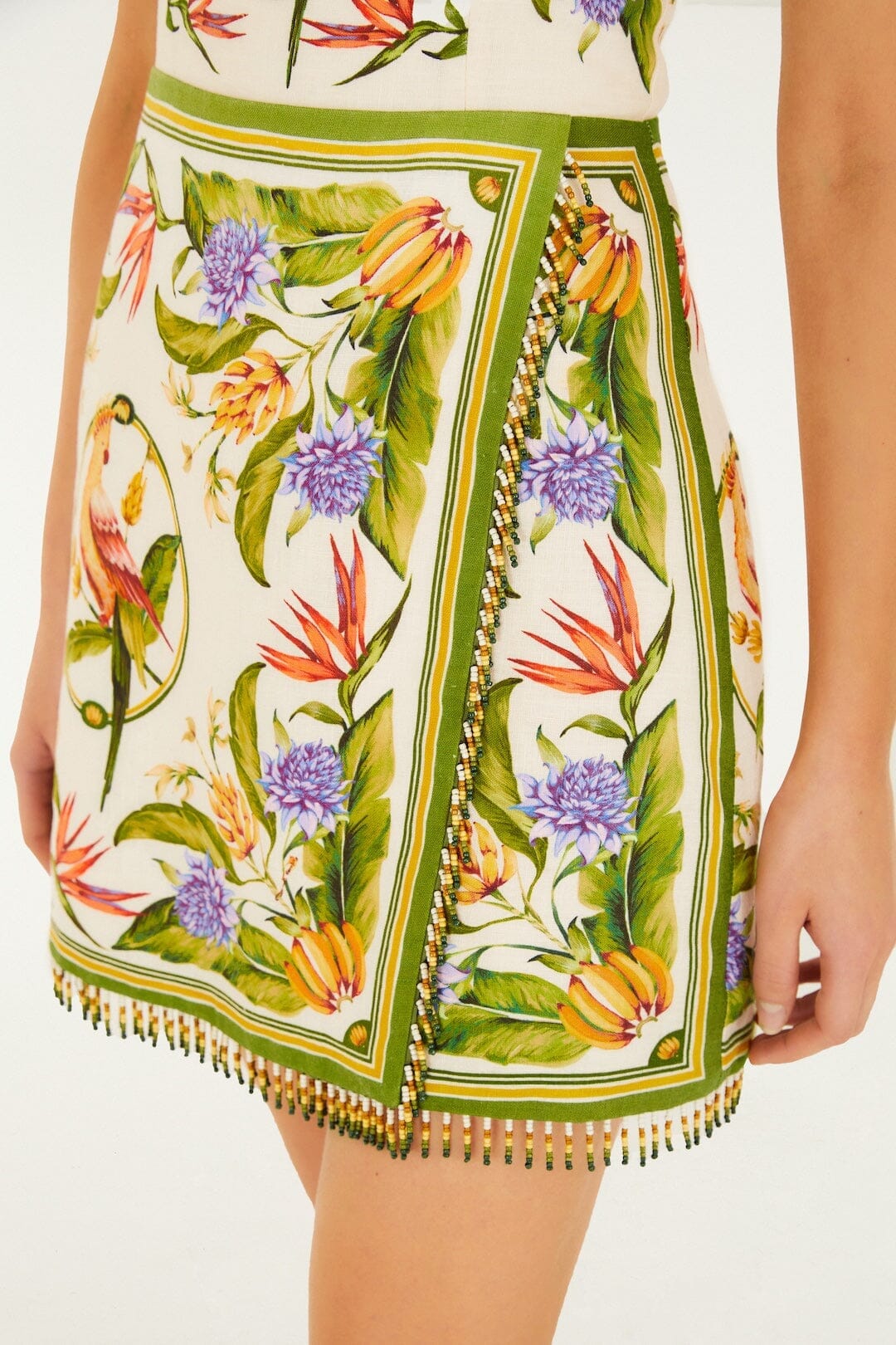 Sand Tropical Scarf Euroflax Premium Linen Sleeveless Mini Dress - Image 4
