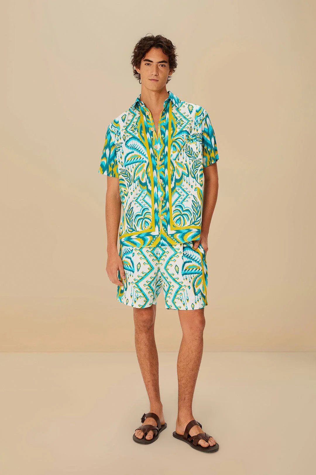Sand Tropical Tapestry LENZING™ ECOVERO™ Euroflax™ Shirt - Image 3