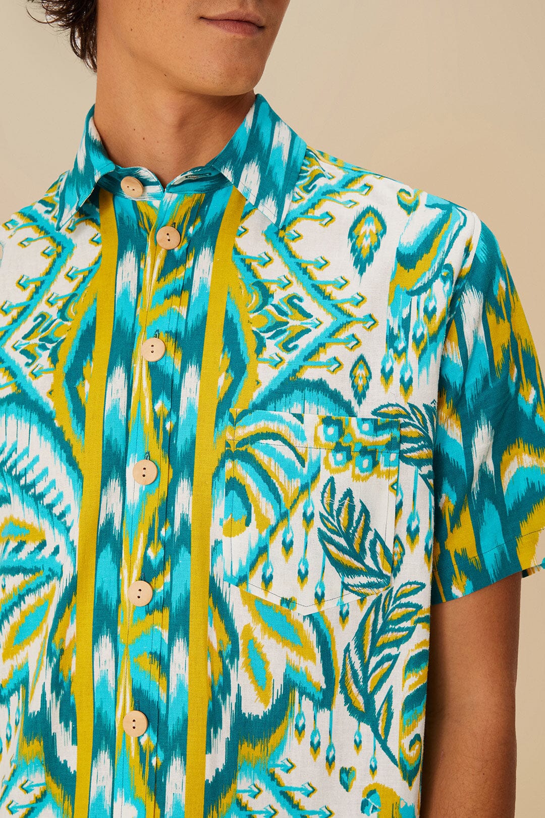 Sand Tropical Tapestry LENZING™ ECOVERO™ Euroflax™ Shirt - Image 5
