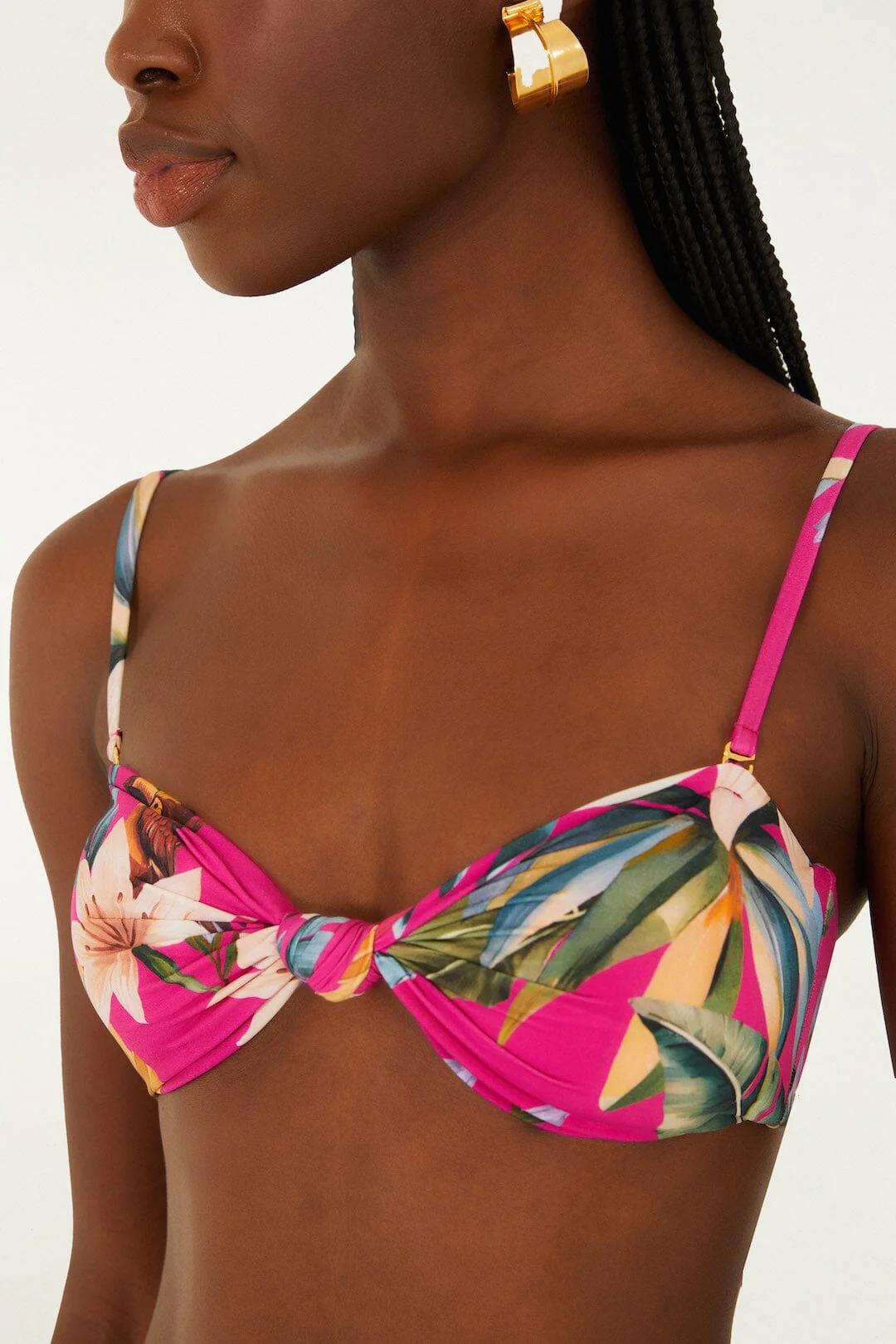 Pink Tropicalia Front Knot Bikini Top - Image 4