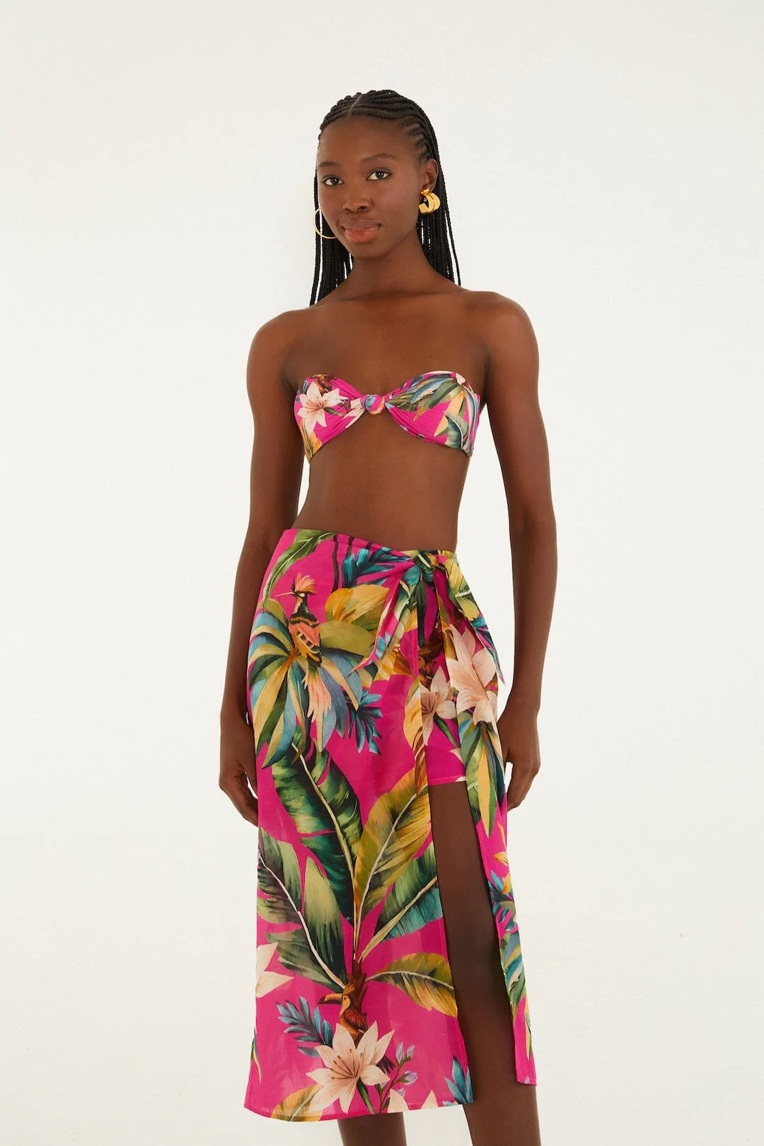 Pink Tropicalia Side Slit Midi Skirt - Image 4