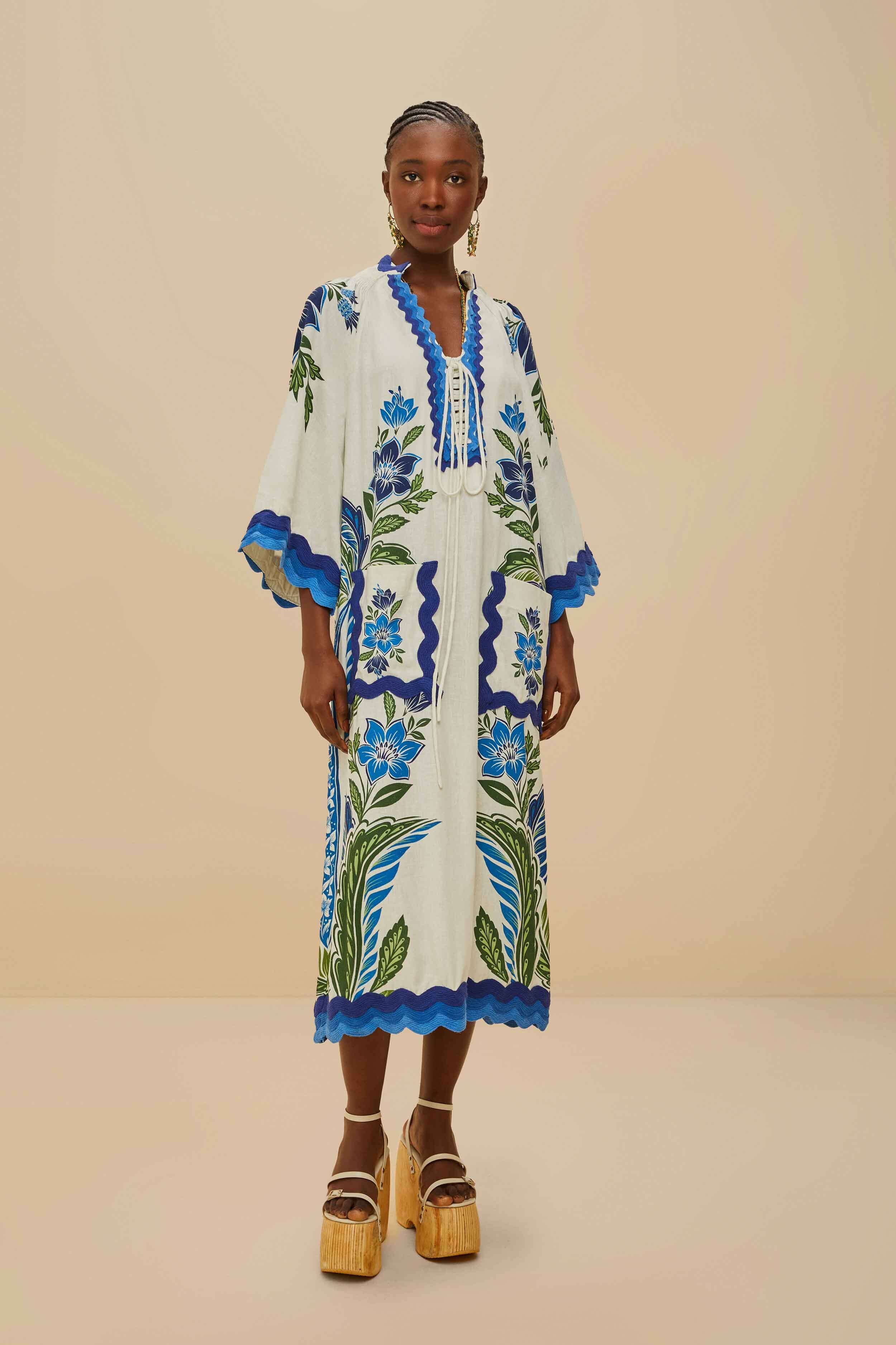 Off-White Tropicance Tunic LENZING™ ECOVERO™ Euroflax™ Midi Dress