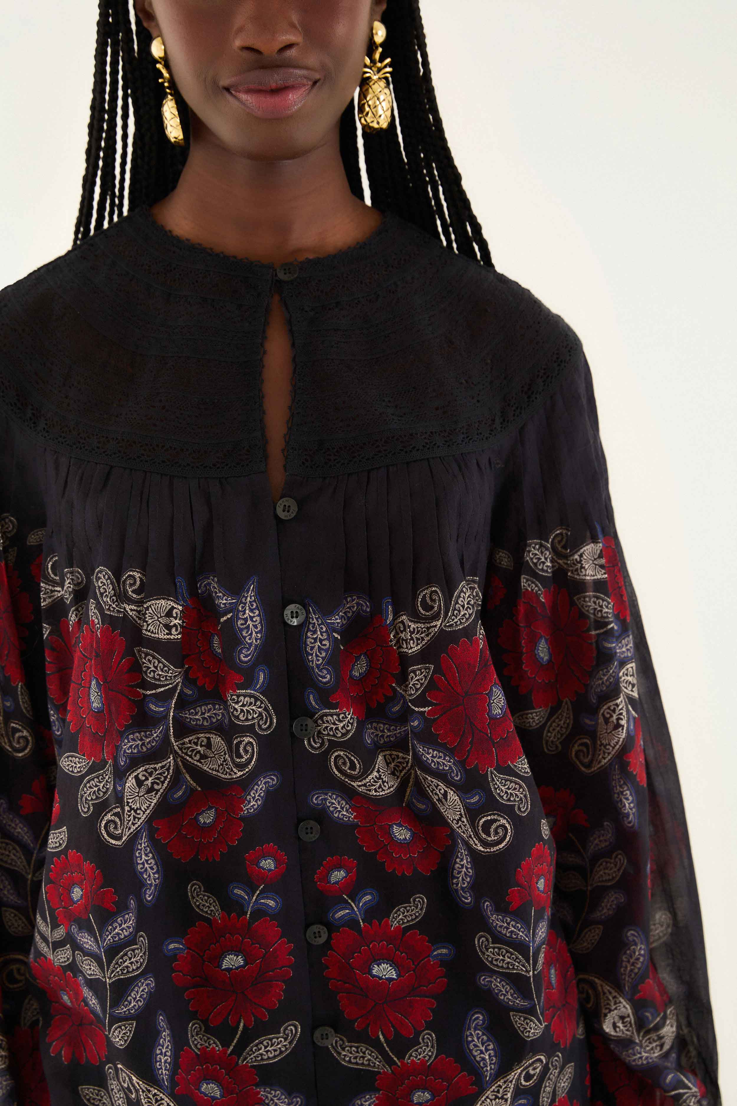 Black Valentina Long Sleeve Blouse - Image 2
