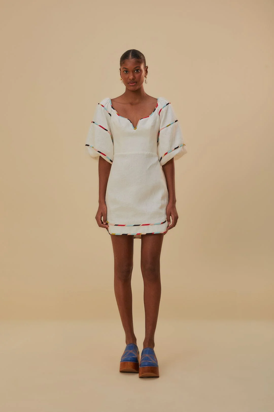White Colorful Stripes Euroflax™ Mini Dress