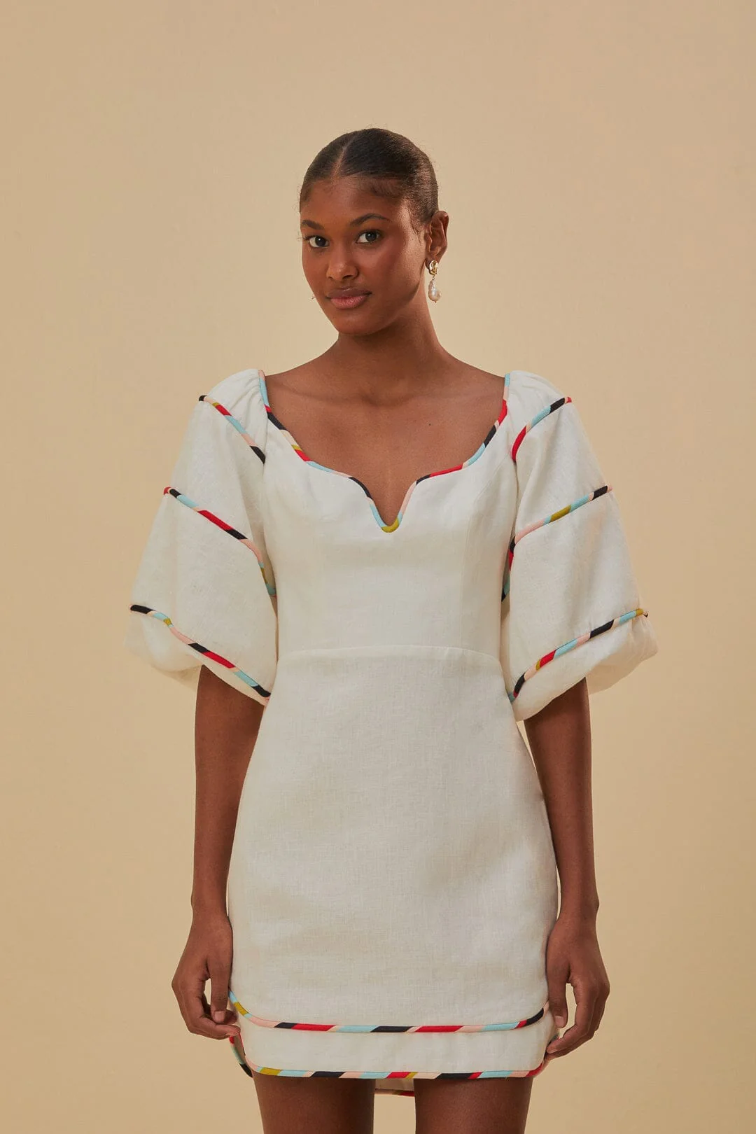 White Colorful Stripes Euroflax™ Mini Dress - Image 2