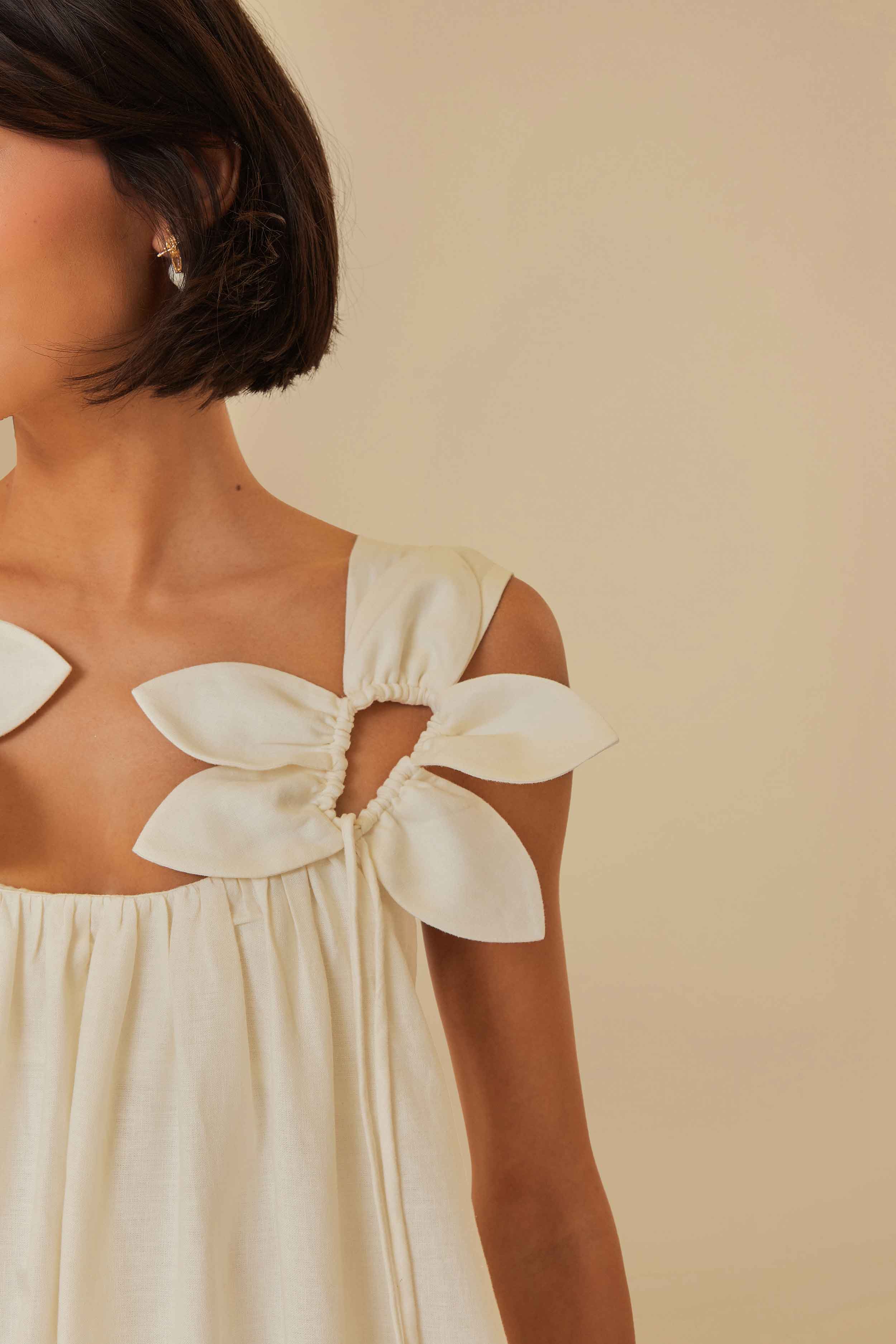 White Floral Details Lenzing™ Ecovero™ Euroflax™ Midi Dress - Image 3