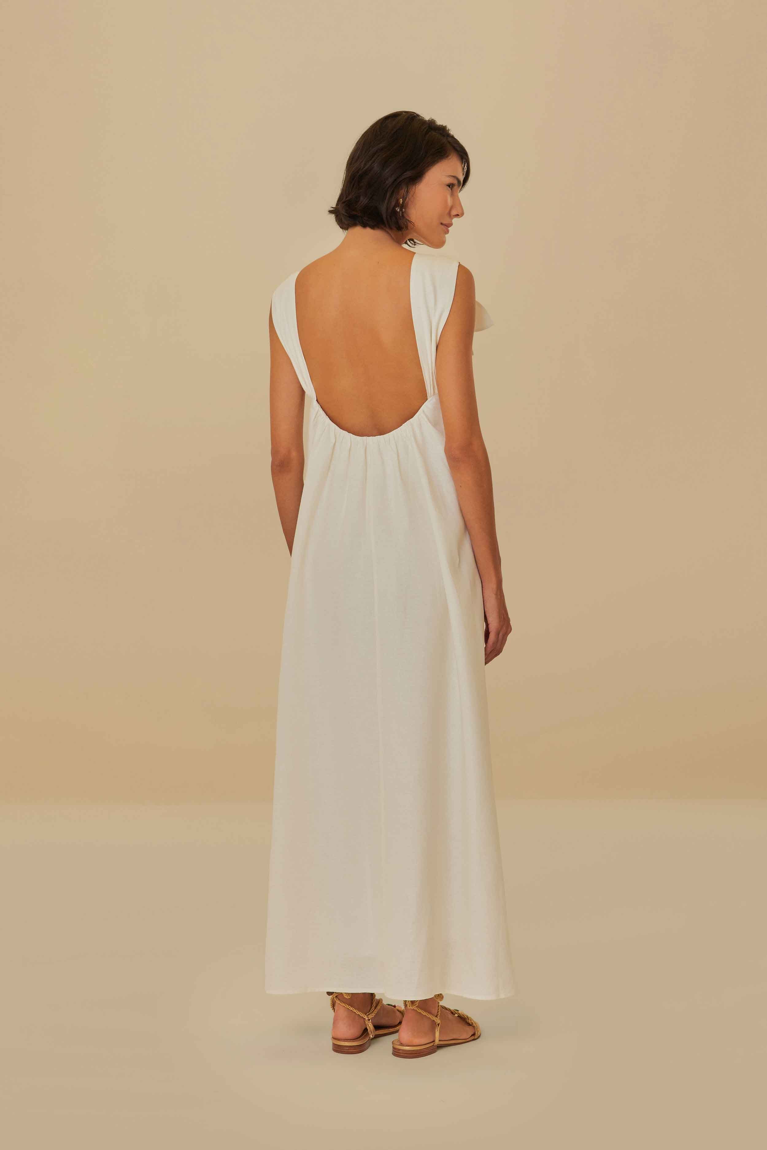 White Floral Details Lenzing™ Ecovero™ Euroflax™ Midi Dress - Image 4